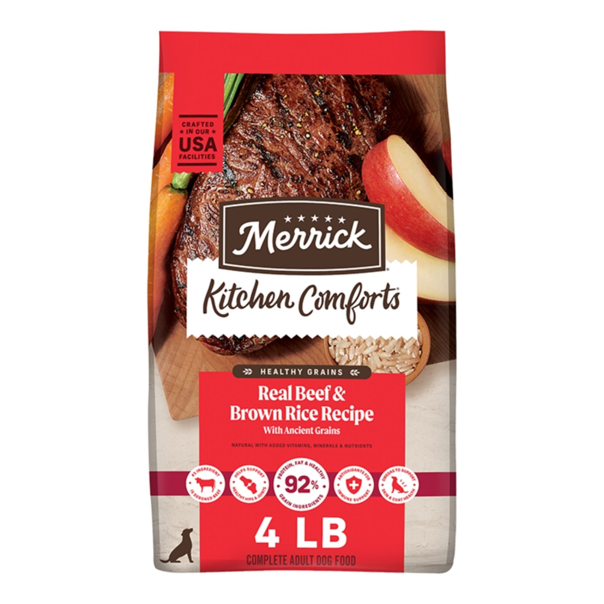 Merrick Dog Kitchen Comforts Real Beef & Brown Rice 4Lbs Bag