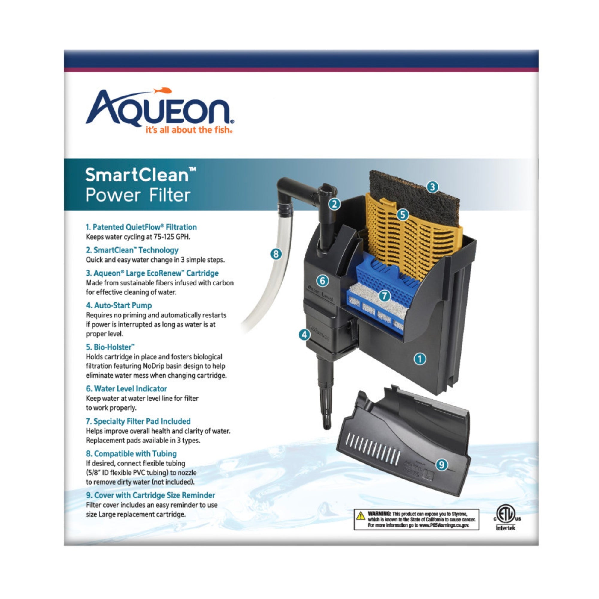 Aqueon SmartClean Power Filter with EcoRenew Filter Cartridge 1ea/20-30 gal
