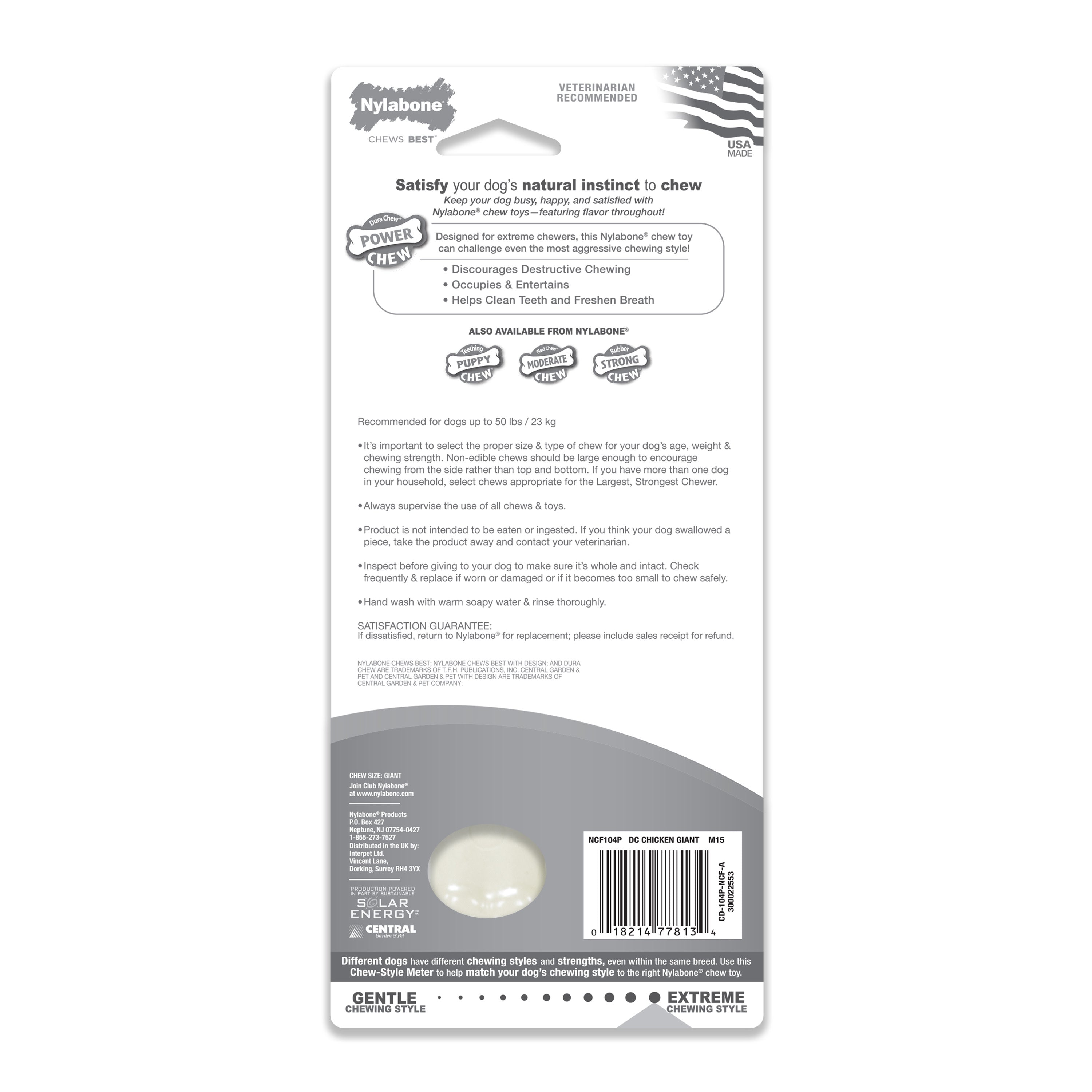 Nylabone Power Chew Dog Toy Chicken, 1ea/Large/Giant  Up To 50 Lbs. 1 ct