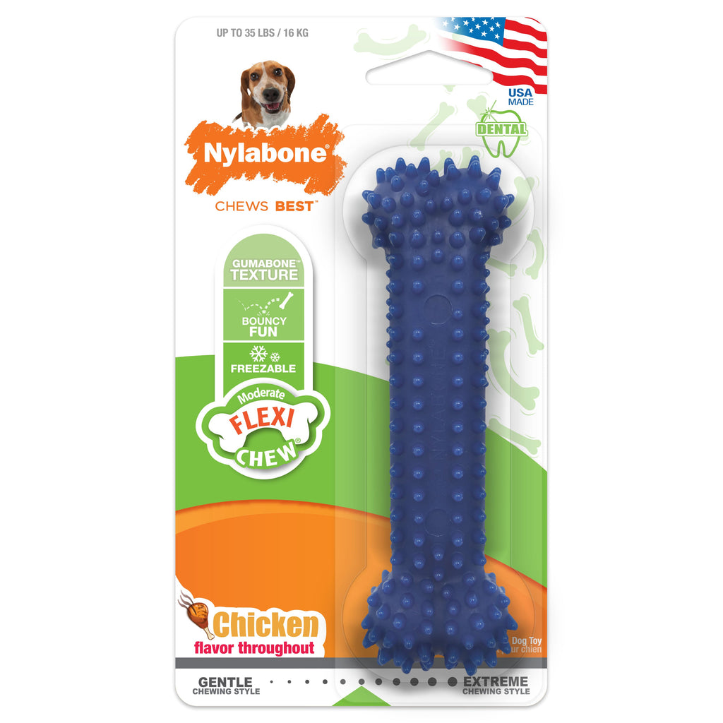 Nylabone Moderate Chew Textured Dog Dental Chew Toy Chicken, Blue, 1ea/Medium/Wolf  Up To 35 Lbs. 1 ct