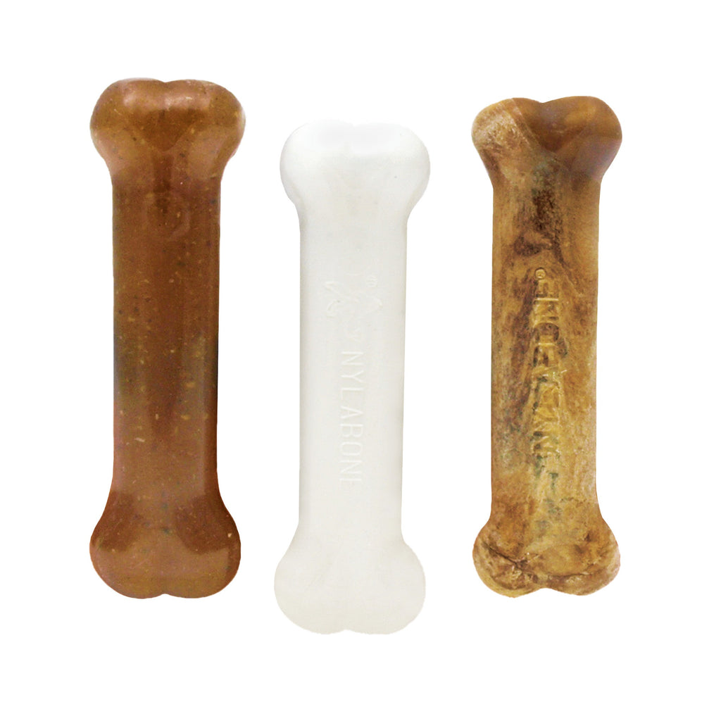 Nylabone Puppy Starter Kit Dog Chew Toys  Treat Chicken  Bacon, 1ea/SMall/Regular  Up To 25 Ibs. 3 ct