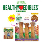 Nylabone Healthy Edibles AllNatural Long Lasting Chew Treats Variety Pack 3 count, 1ea/Petite  Up To 15 lb