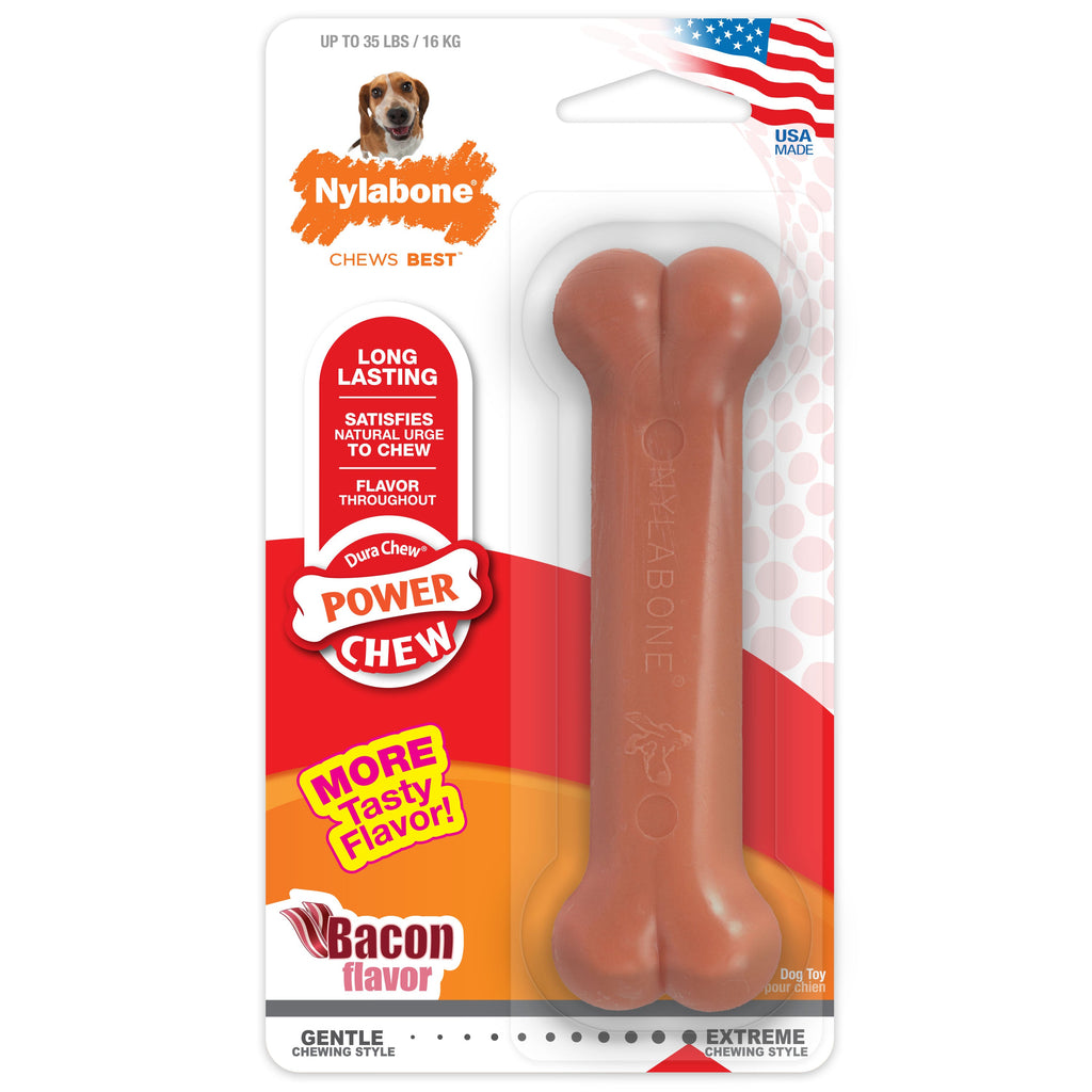 Nylabone Power Chew Dog Toy Bacon, 1ea/Medium/Wolf  Up To 35 Lbs. 1 ct