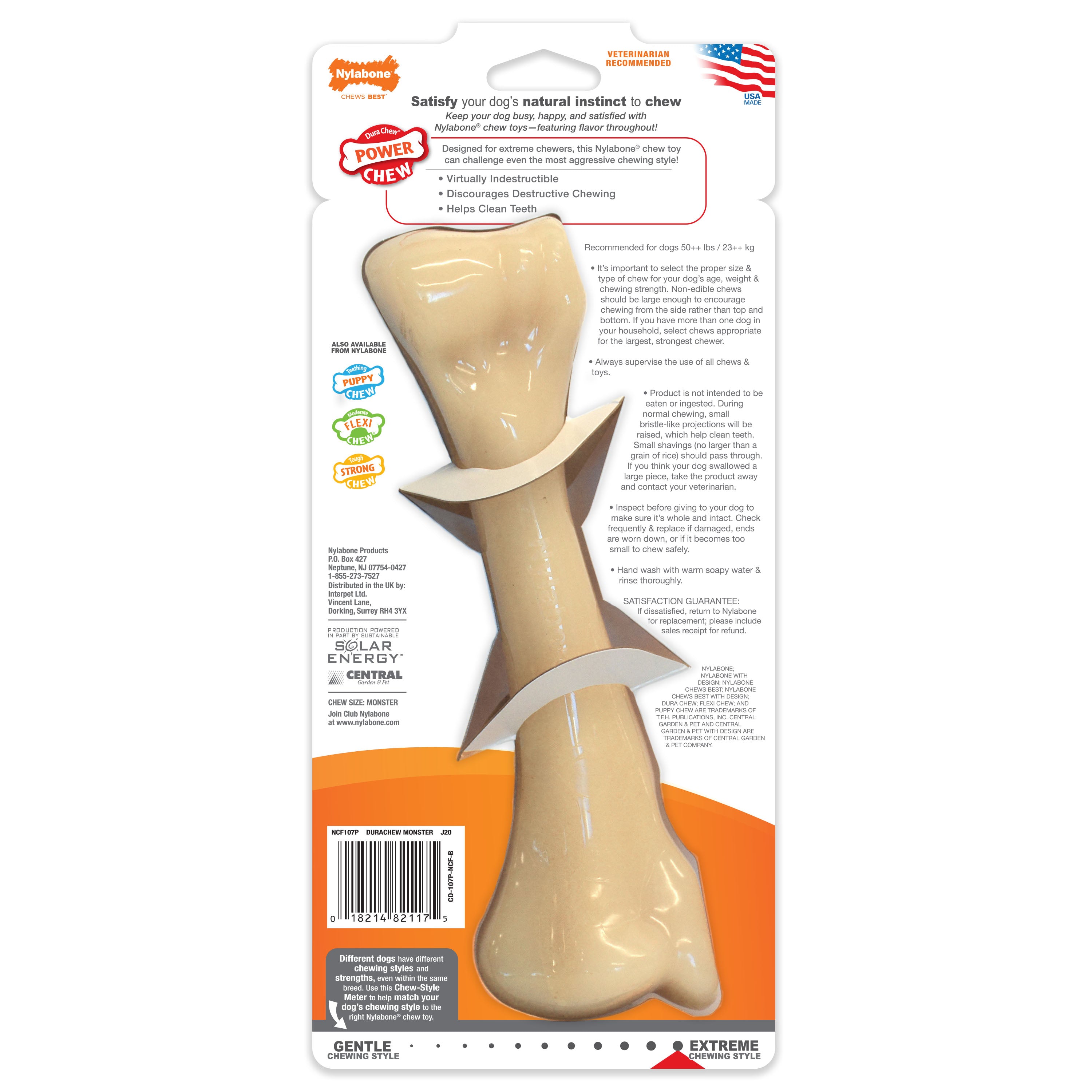 Nylabone Power Chew Monster Bone Big Dog Chew Toy Chicken, 1ea/XXL/Monster  50 Lbs. 1 ct