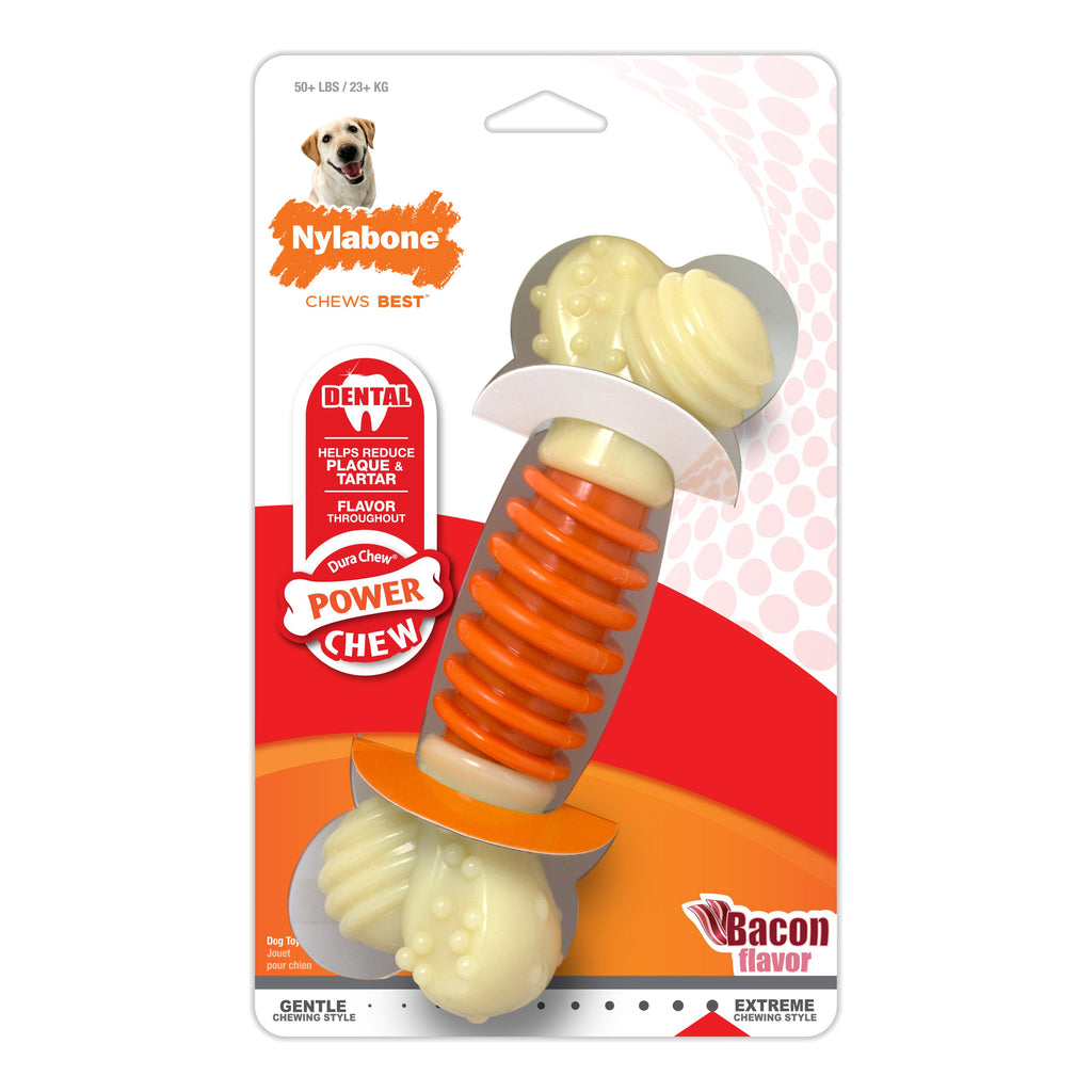 Nylabone PRO Action Dental Power Chew Durable Dog Toy Bacon, Orange, 1ea/Large/Giant  Up To 50 Lbs. 1 ct