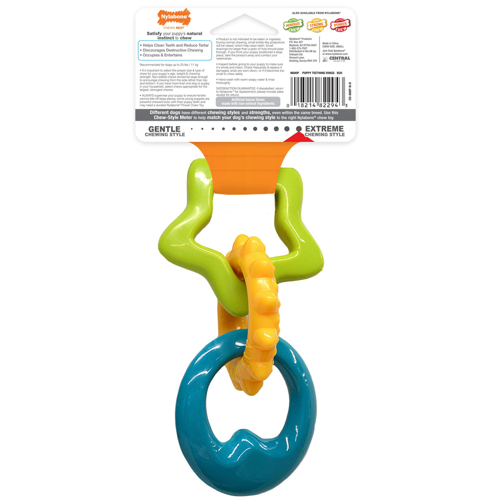 Nylabone Puppy Power Chew Puppy Teething Rings Bacon, 1ea/SMall/Regular  Up To 25 Ibs. 1 ct