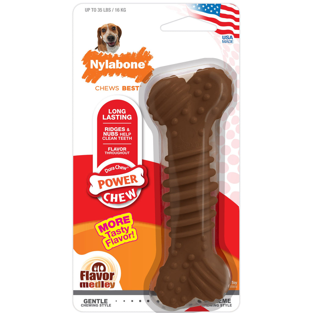 Nylabone Flavor Frenzy Power Chew Durable Dog Chew Toy Flavor Medley, 1ea/Medium/Wolf  Up To 35 Lbs. 1 ct