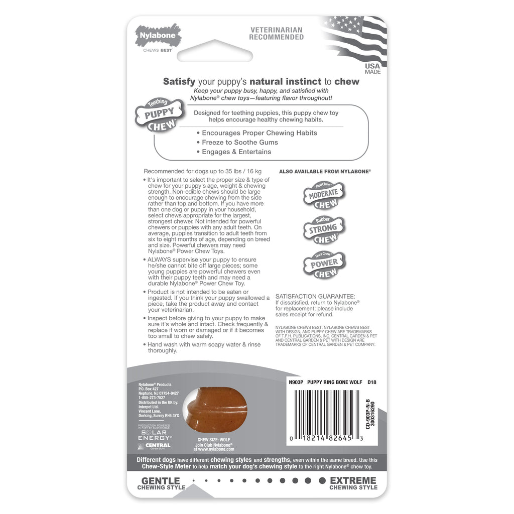 Nylabone Puppy Ring Bone Teething Toy for Puppies Chicken, 1ea/Medium/Wolf  Up To 35 Lbs. 1 ct