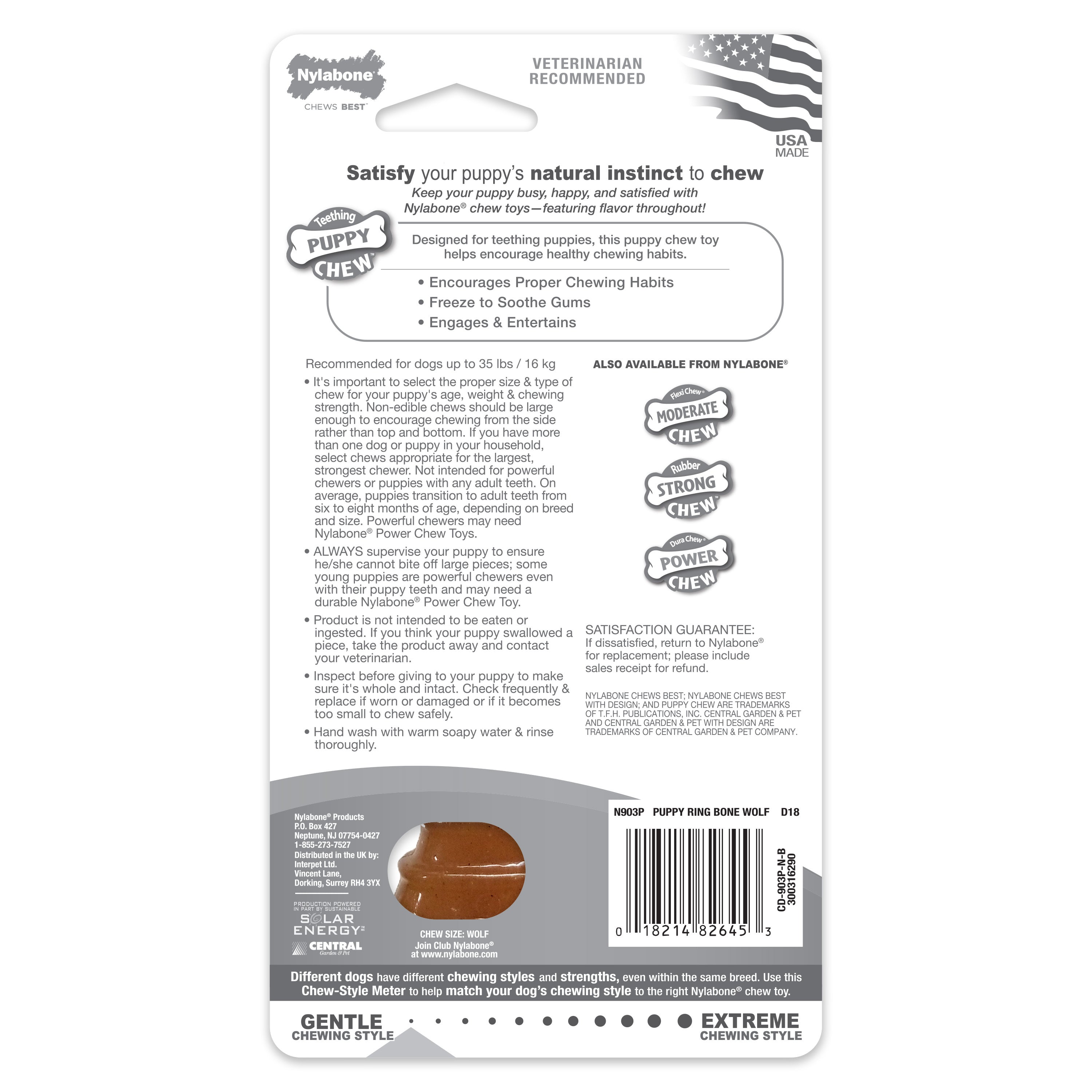 Nylabone Puppy Ring Bone Teething Toy for Puppies Chicken, 1ea/Medium/Wolf  Up To 35 Lbs. 1 ct