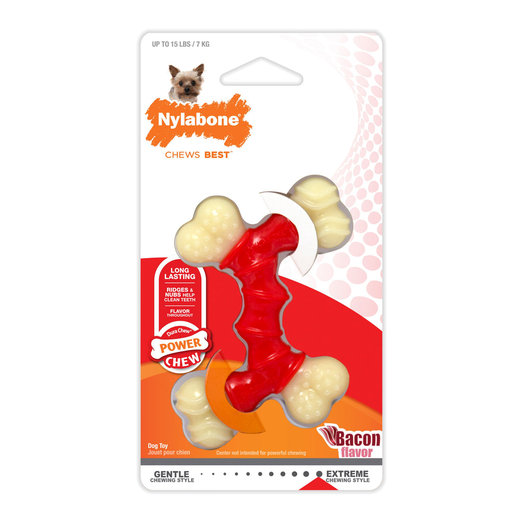 Nylabone Power Chew Double Bone Bacon Dog Chew Toy Bacon, 1ea/XS/Petite  Up To 15 Lbs. 1 ct