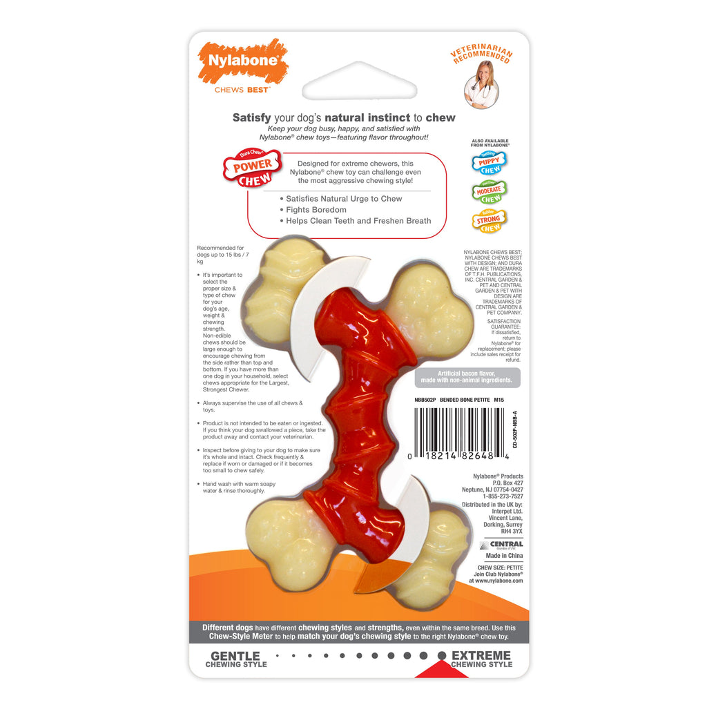 Nylabone Power Chew Double Bone Bacon Dog Chew Toy Bacon, 1ea/XS/Petite  Up To 15 Lbs. 1 ct