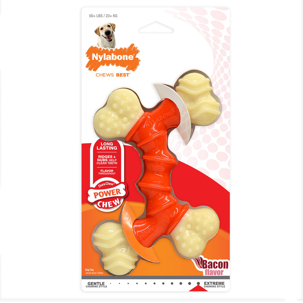 Nylabone Power Chew Double Bone Bacon Dog Chew Toy Bacon, 1ea/XL/Souper  50 Lbs. 1 ct