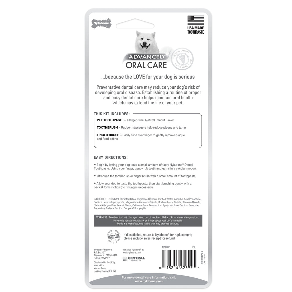Nylabone Advanced Oral Care Natural Dog Dental Kit Peanut Butter, 1ea/2.5 oz 3 ct