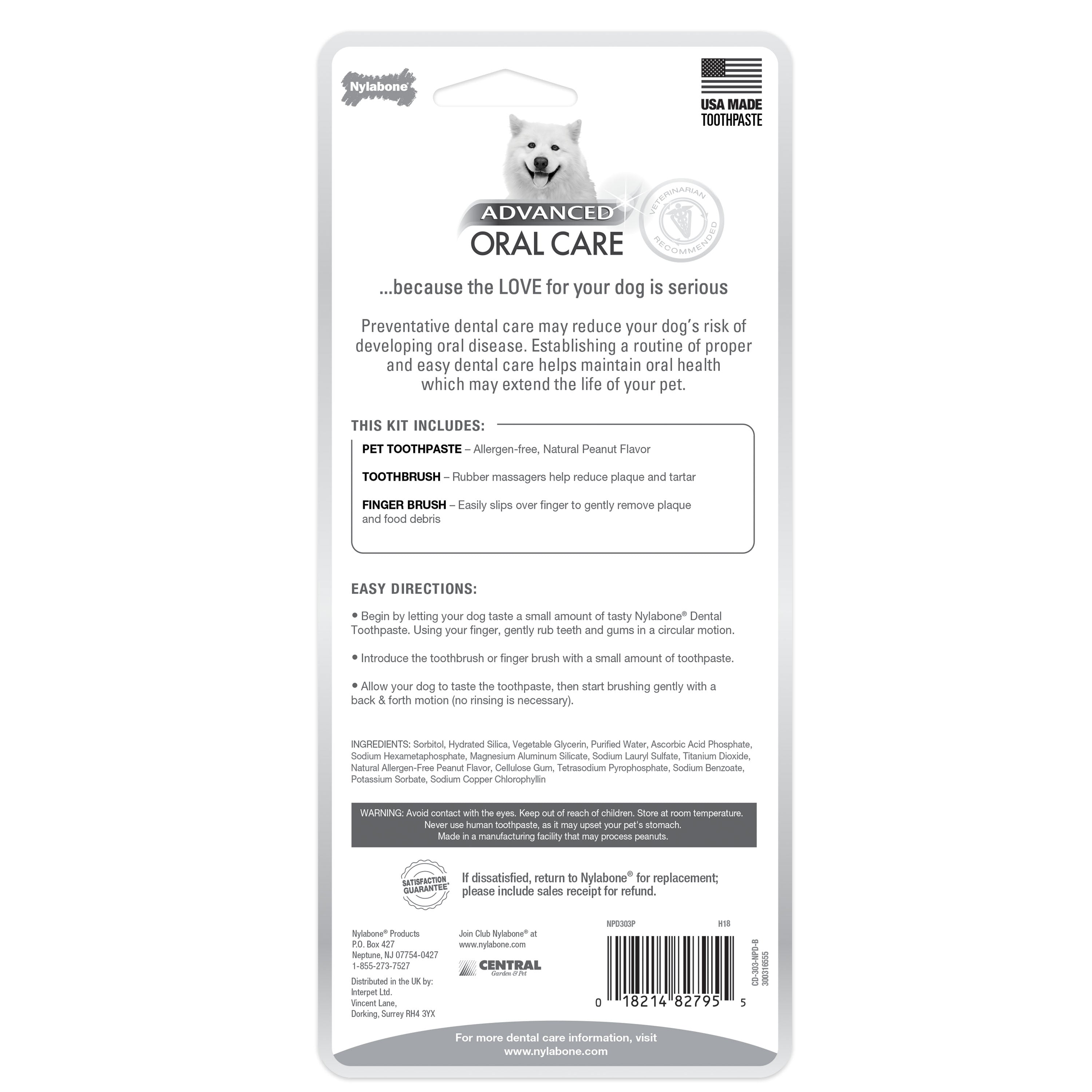 Nylabone Advanced Oral Care Natural Dog Dental Kit Peanut Butter, 1ea/2.5 oz 3 ct