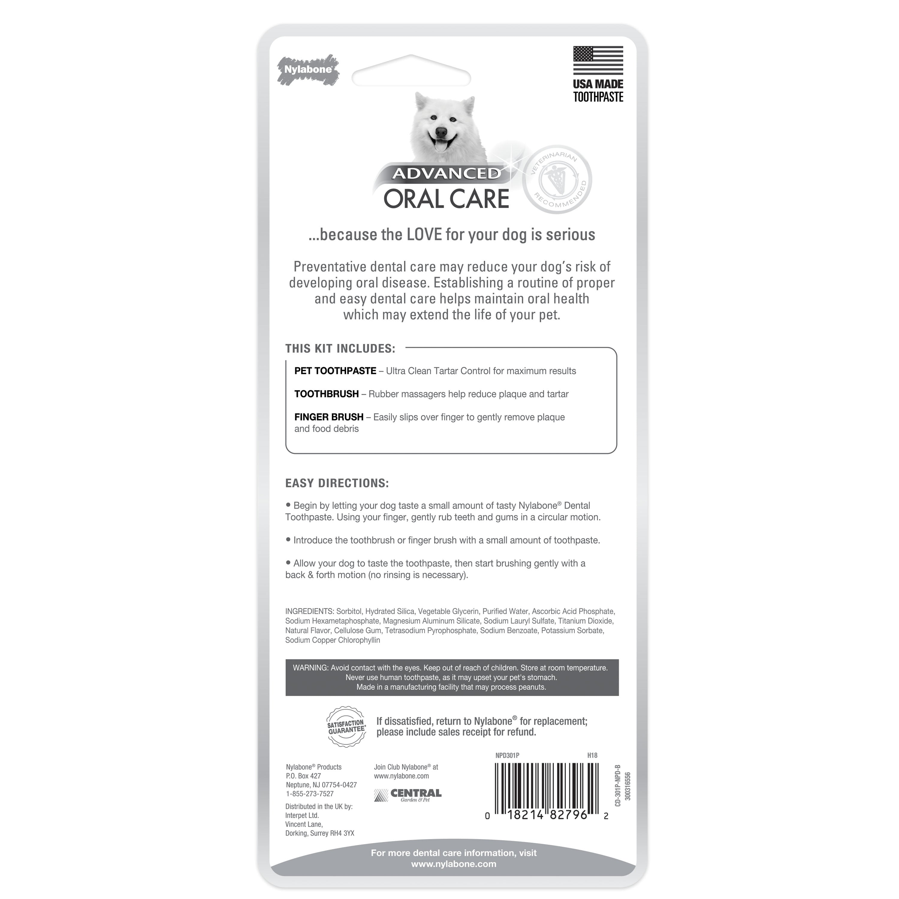 Nylabone Advanced Oral Care Dog Dental Kit Original, 1ea/2.5 oz 3 ct