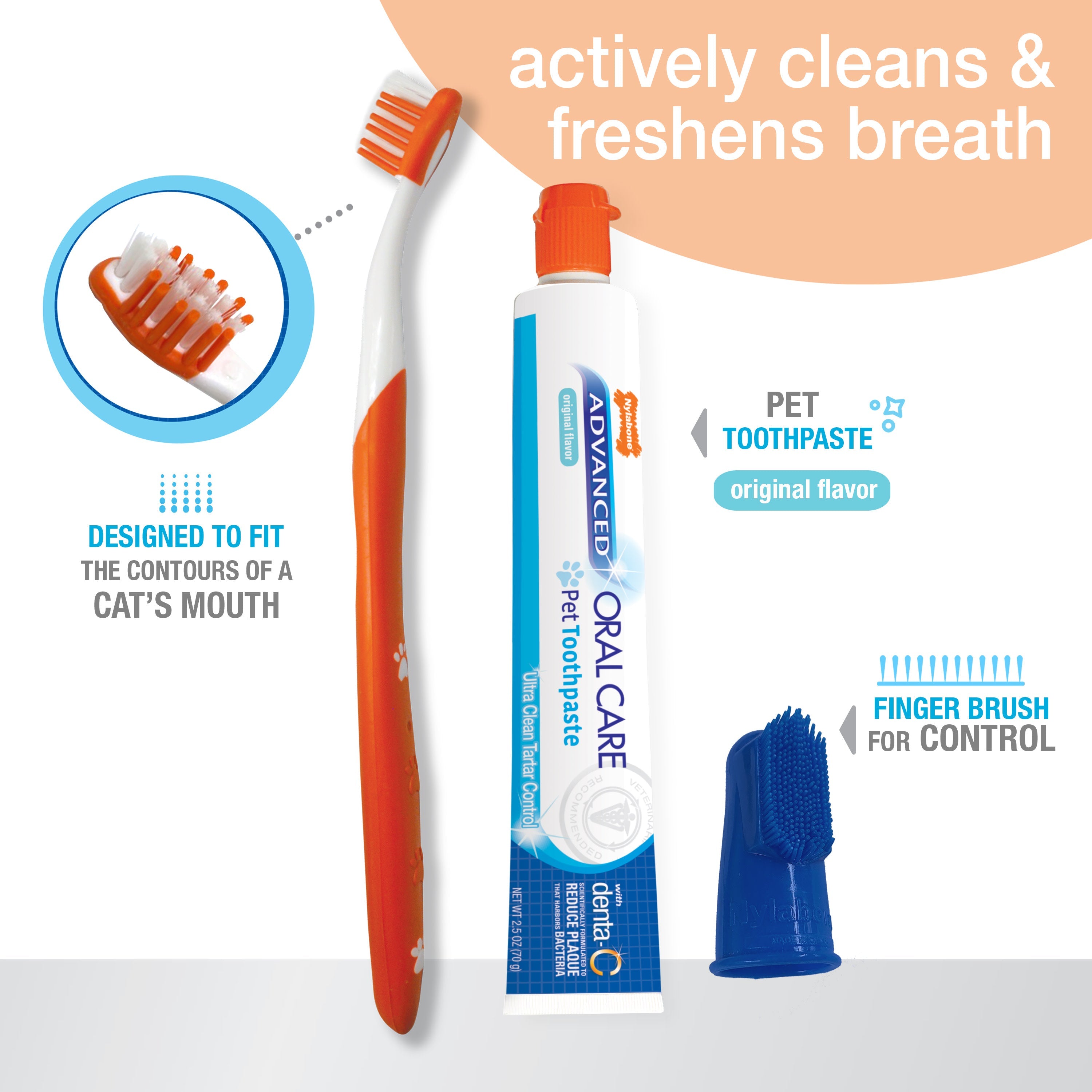 Nylabone Advanced Oral Care Cat Dental Kit Original, 1ea/2.5 oz 3 ct