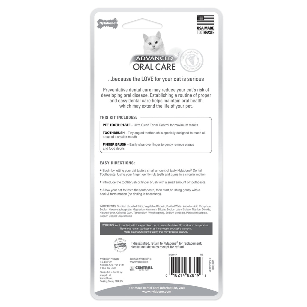 Nylabone Advanced Oral Care Cat Dental Kit Original, 1ea/2.5 oz 3 ct