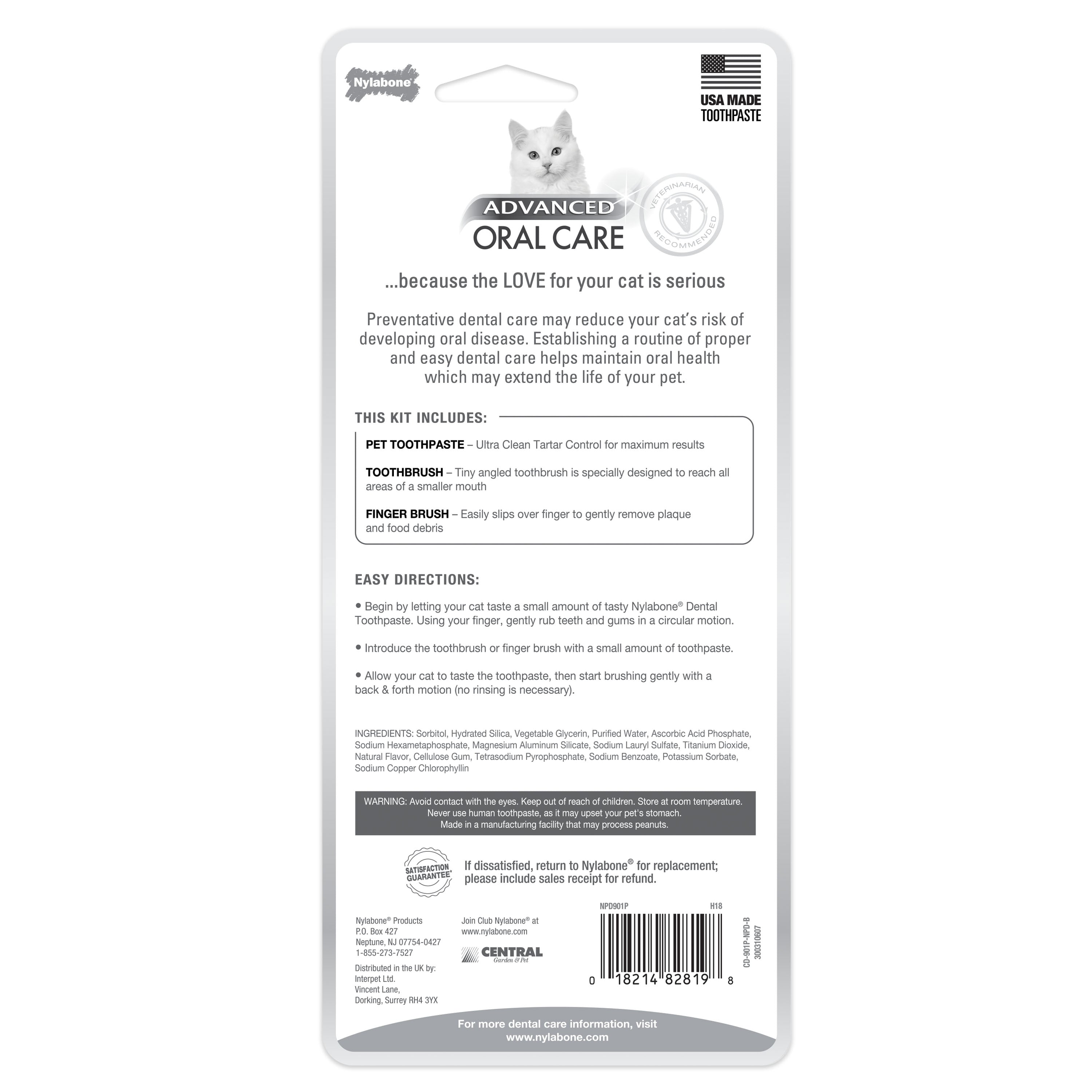 Nylabone Advanced Oral Care Cat Dental Kit Original, 1ea/2.5 oz 3 ct