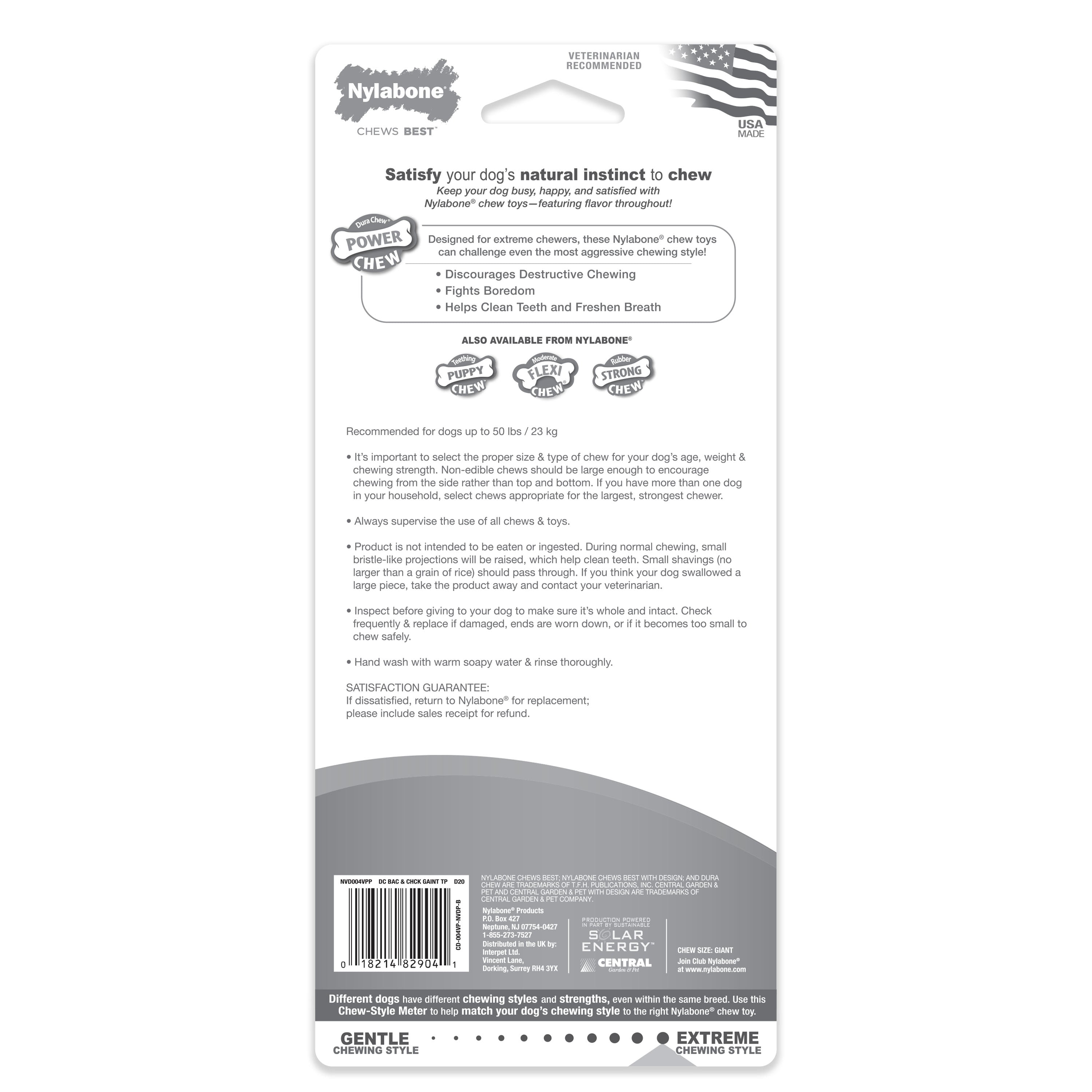 Nylabone Power Chew Bacon  Chicken Durable Dog Chew Toy Pack Chicken  Bacon, 1ea/Large/Giant  Up To 50 Lbs. 2 ct