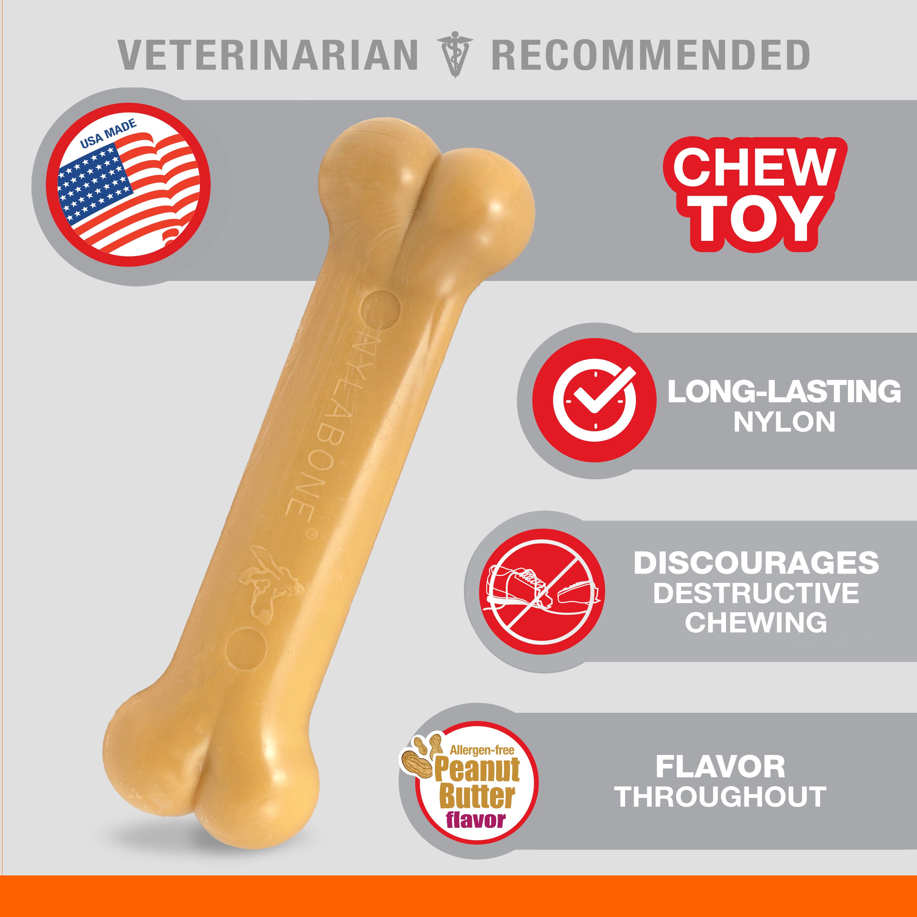 Nylabone Power Chew Dog Toy Peanut Butter, 1ea/SMall/Regular  Up To 25 Ibs. 1 ct