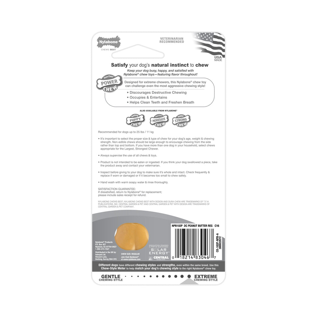 Nylabone Power Chew Dog Toy Peanut Butter, 1ea/SMall/Regular  Up To 25 Ibs. 1 ct