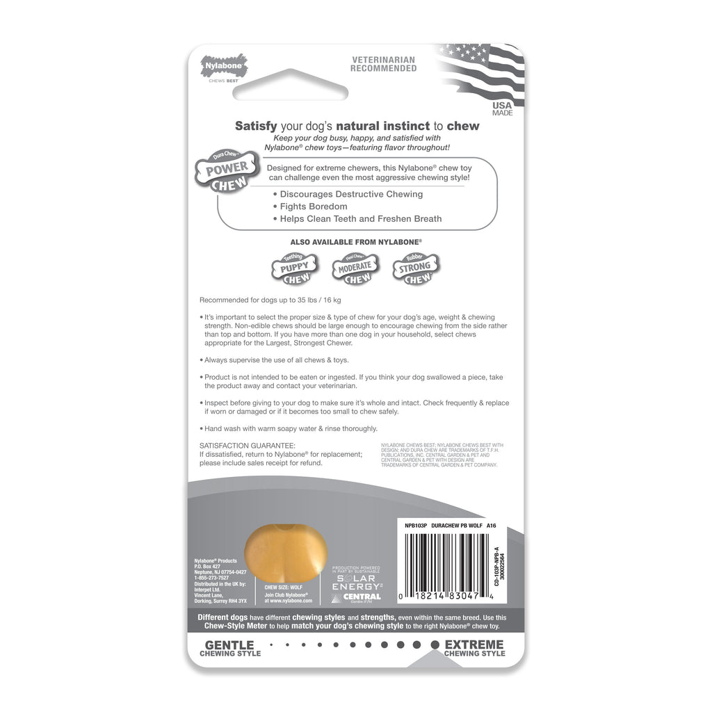 Nylabone Power Chew Dog Toy Peanut Butter, 1ea/Medium/Wolf  Up To 35 Lbs. 1 ct