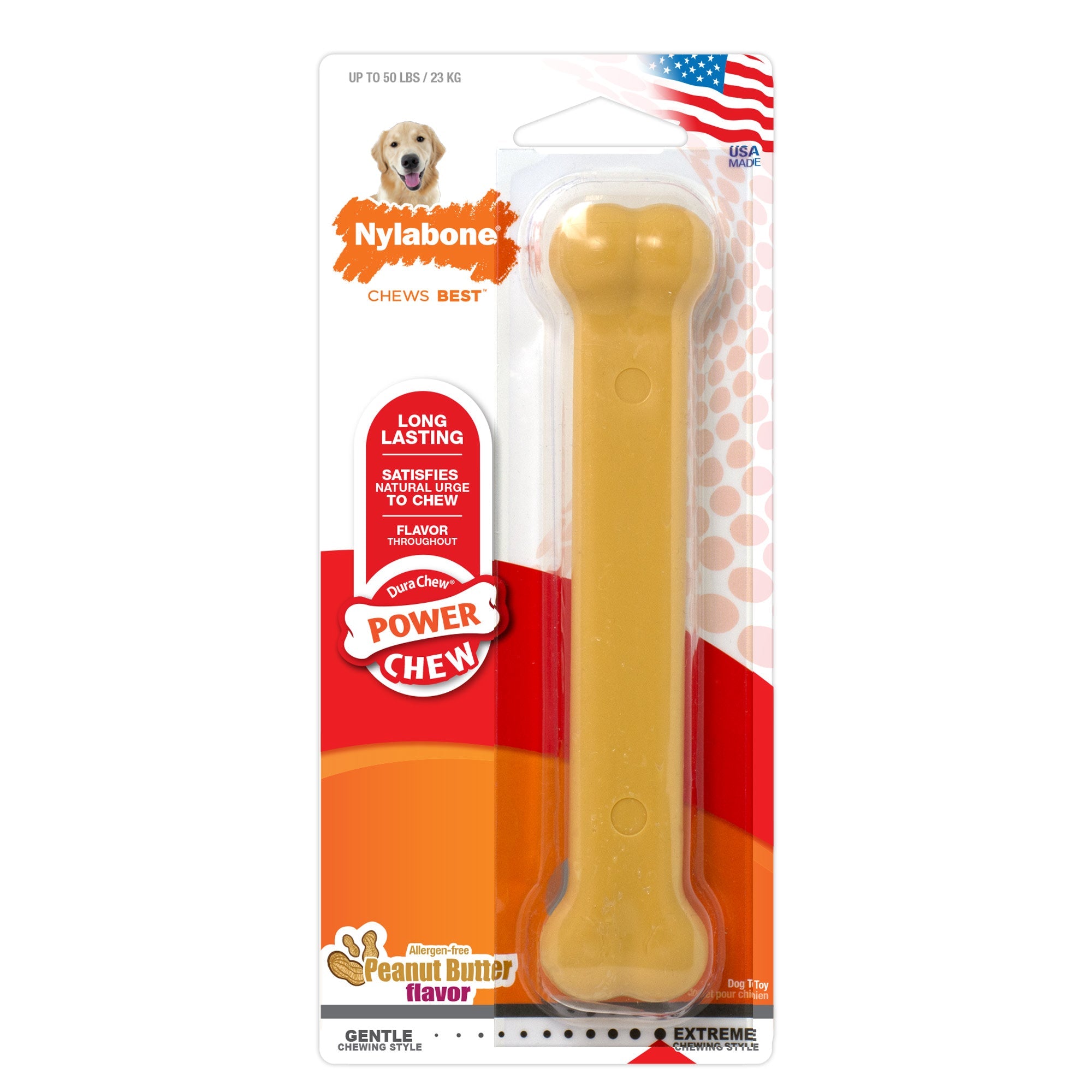 Nylabone Power Chew Dog Toy Peanut Butter, 1ea/Large/Giant  Up To 50 Lbs. 1 ct