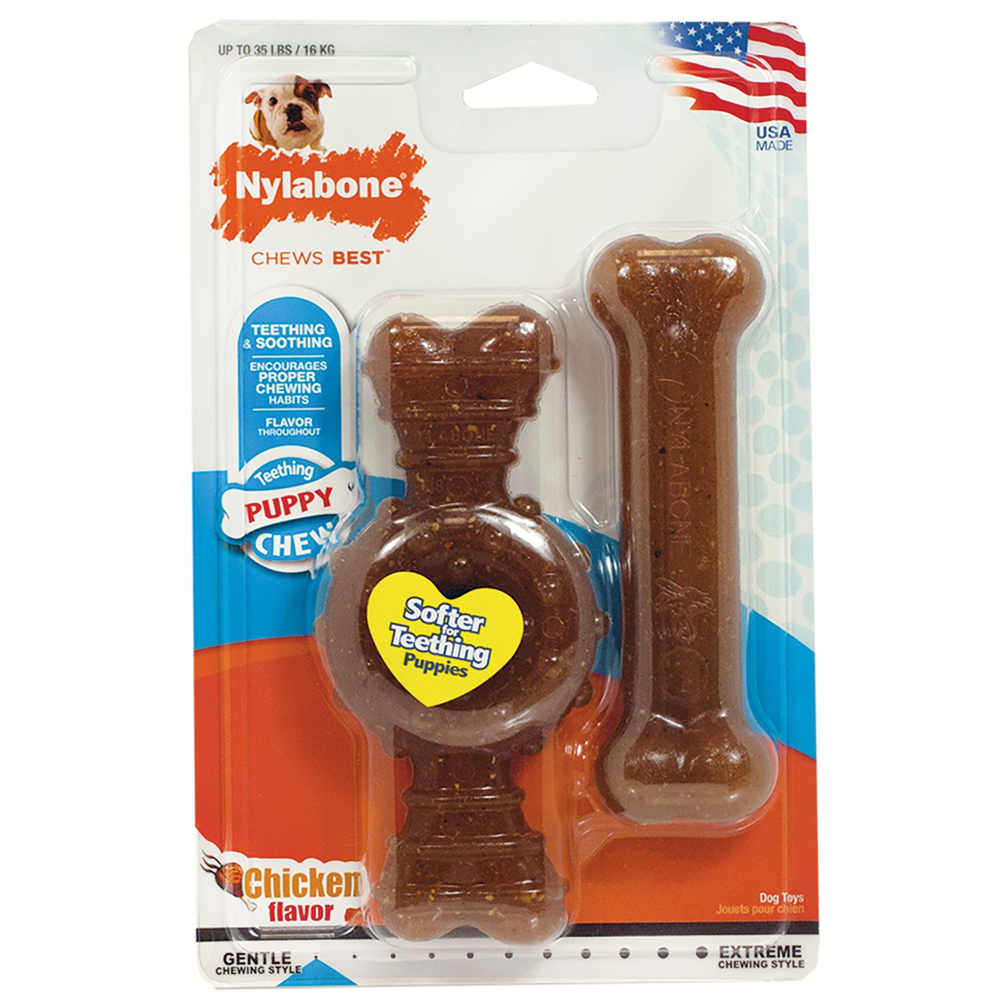 Nylabone Just for Puppies Teething Chew Ring Bone Chicken, 1ea/Medium/Wolf  Up To 35 Lbs. 2 ct