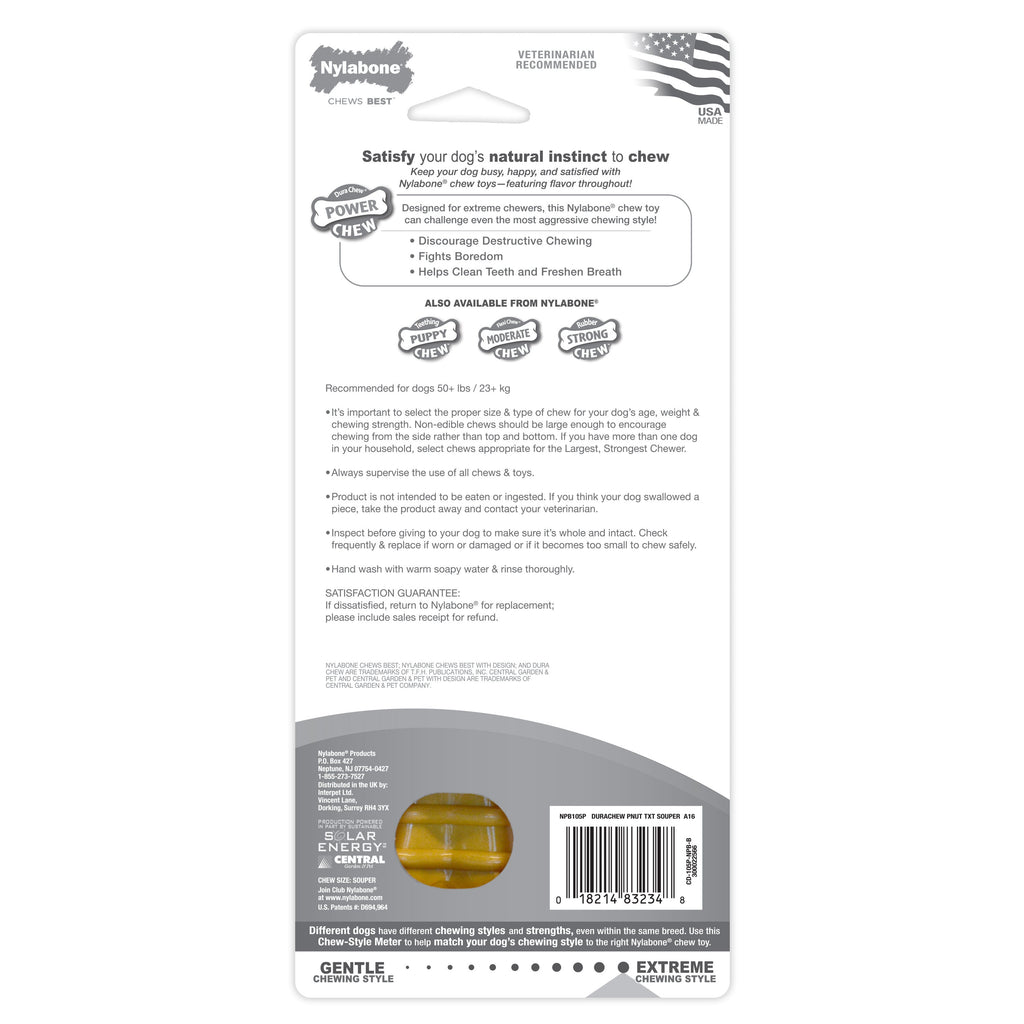 Nylabone Power Chew Dog Toy Peanut Butter, 1ea/XL/Souper  50 Lbs. 1 ct