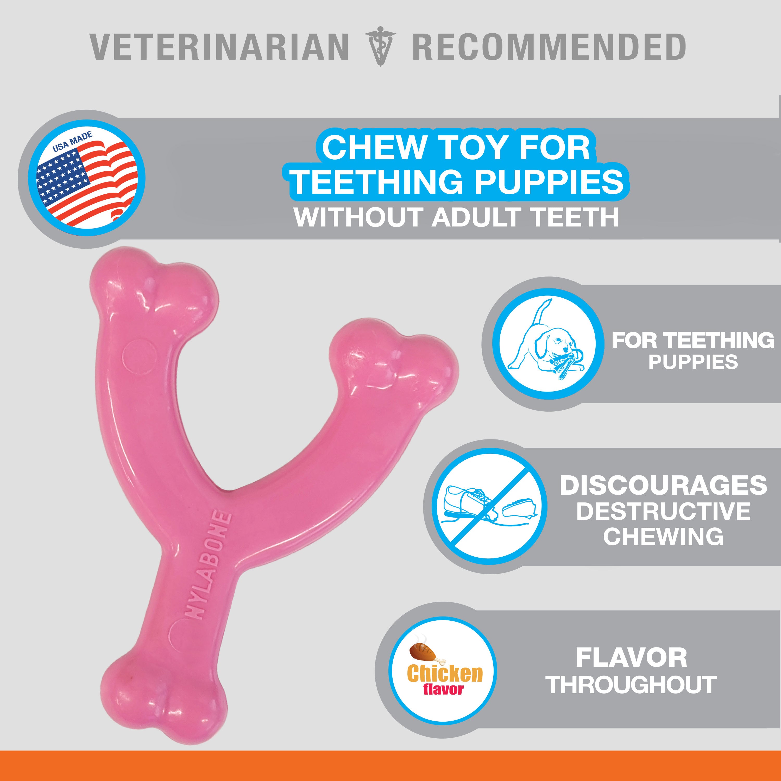 Nylabone Puppy Chew Toy Wishbone Chicken, Pink, 1ea/XS/Petite  Up To 15 Lbs. 1 ct