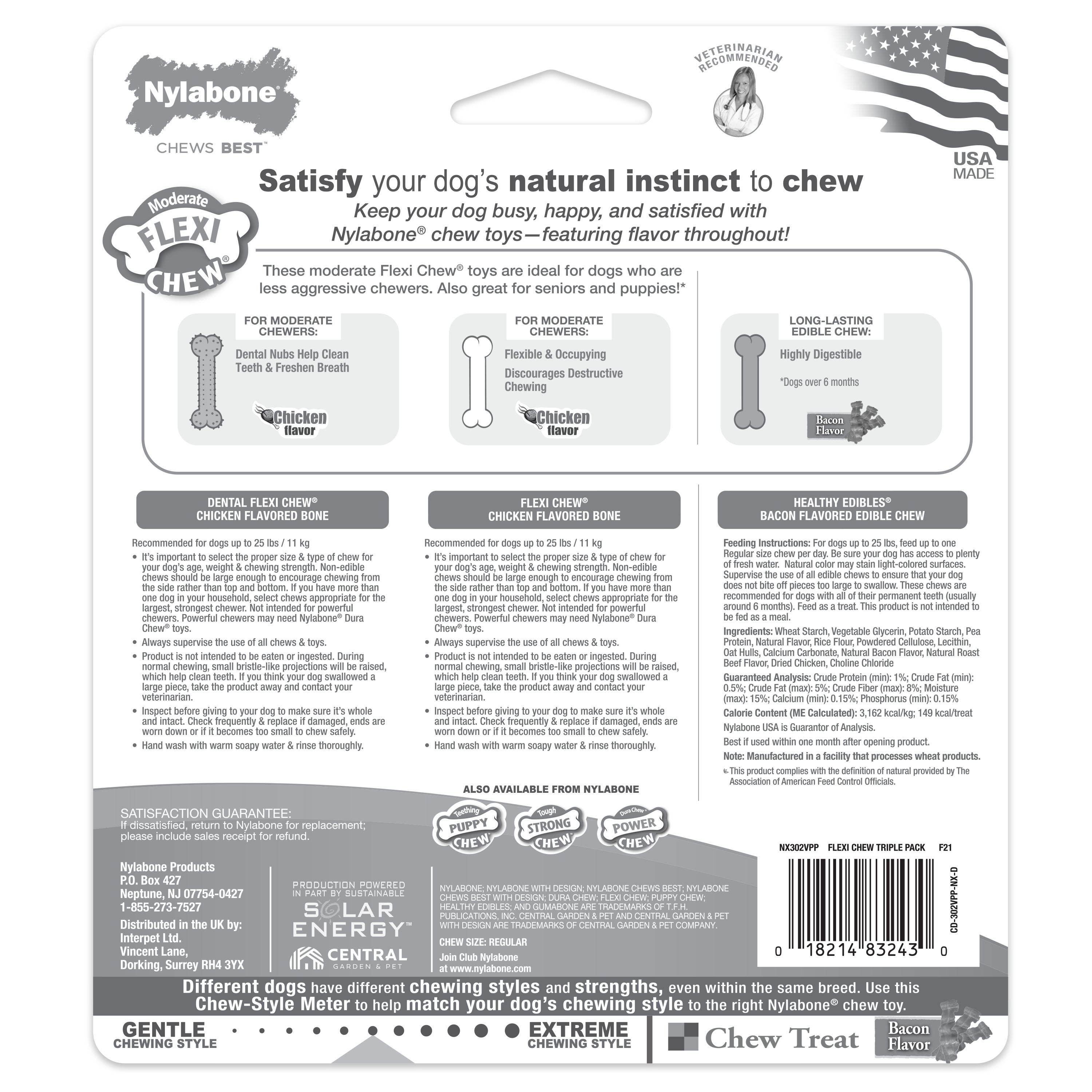 Nylabone Healthy Edibles and Flexi Chew Value Pack Chicken  Bacon, 1ea/SMall/Regular  Up To 25 Ibs. 3 ct