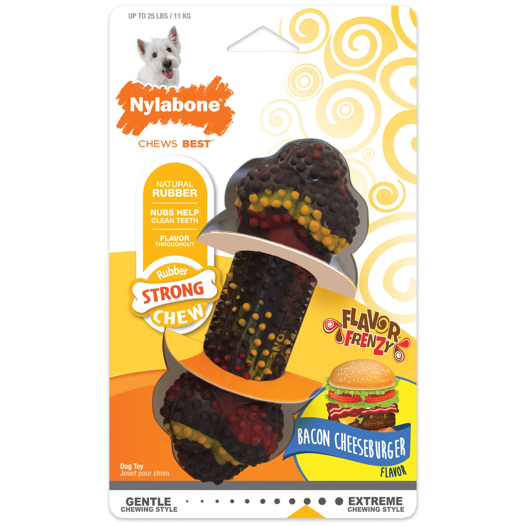 Nylabone Flavor Frenzy Strong Chew Dog Toy Bacon Cheeseburger, 1ea/SMall/Regular  Up To 25 Ibs. 1 ct