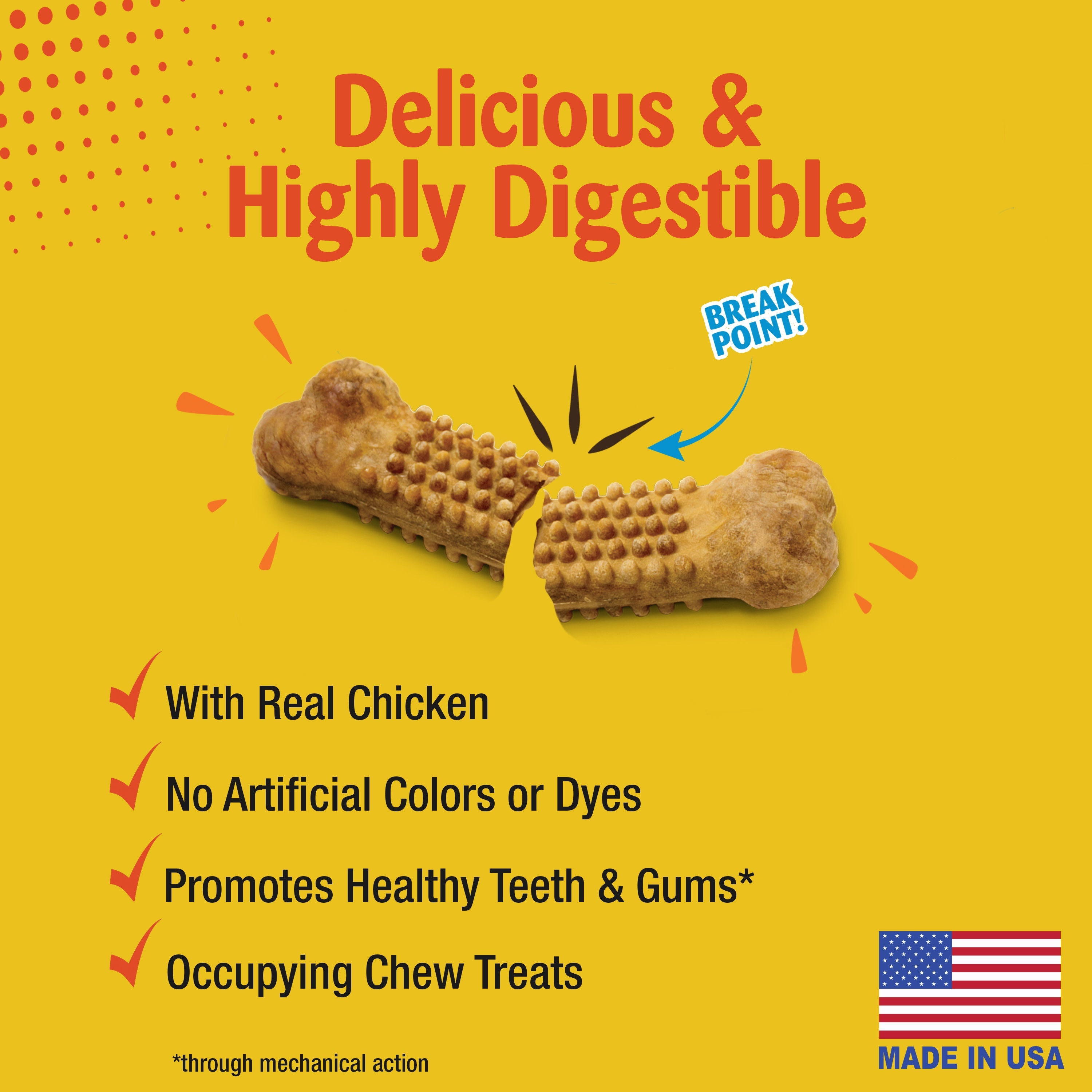 Nylabone Natural Nubz Chicken Dog Treats Chicken, 1ea/Large  30 Lbs. 2 ct