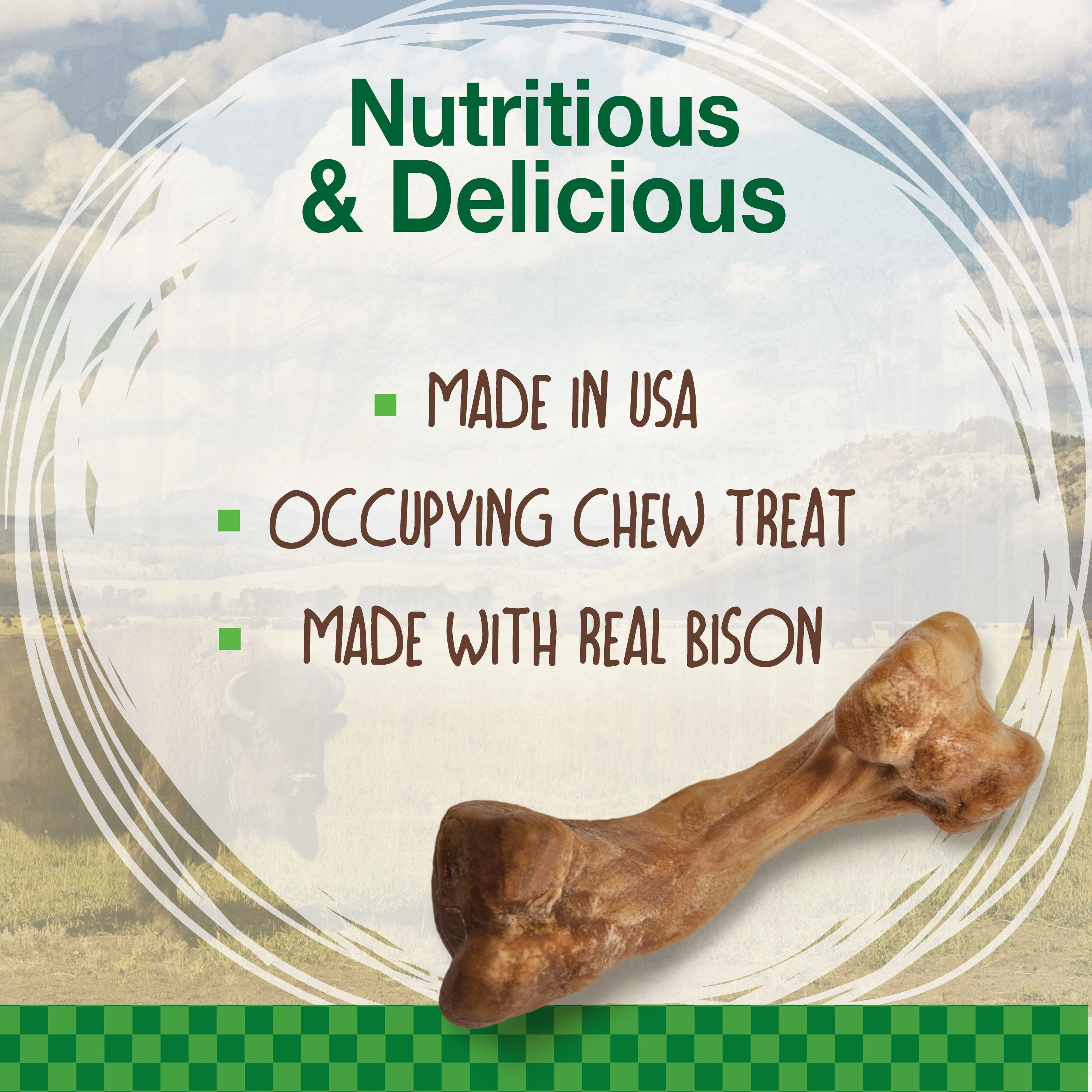 Nylabone Healthy Edibles WILD AllNatural Long Lasting Chew Treats Bison, 1ea/SMall/Regular  Up To 25 Ibs. 8 ct