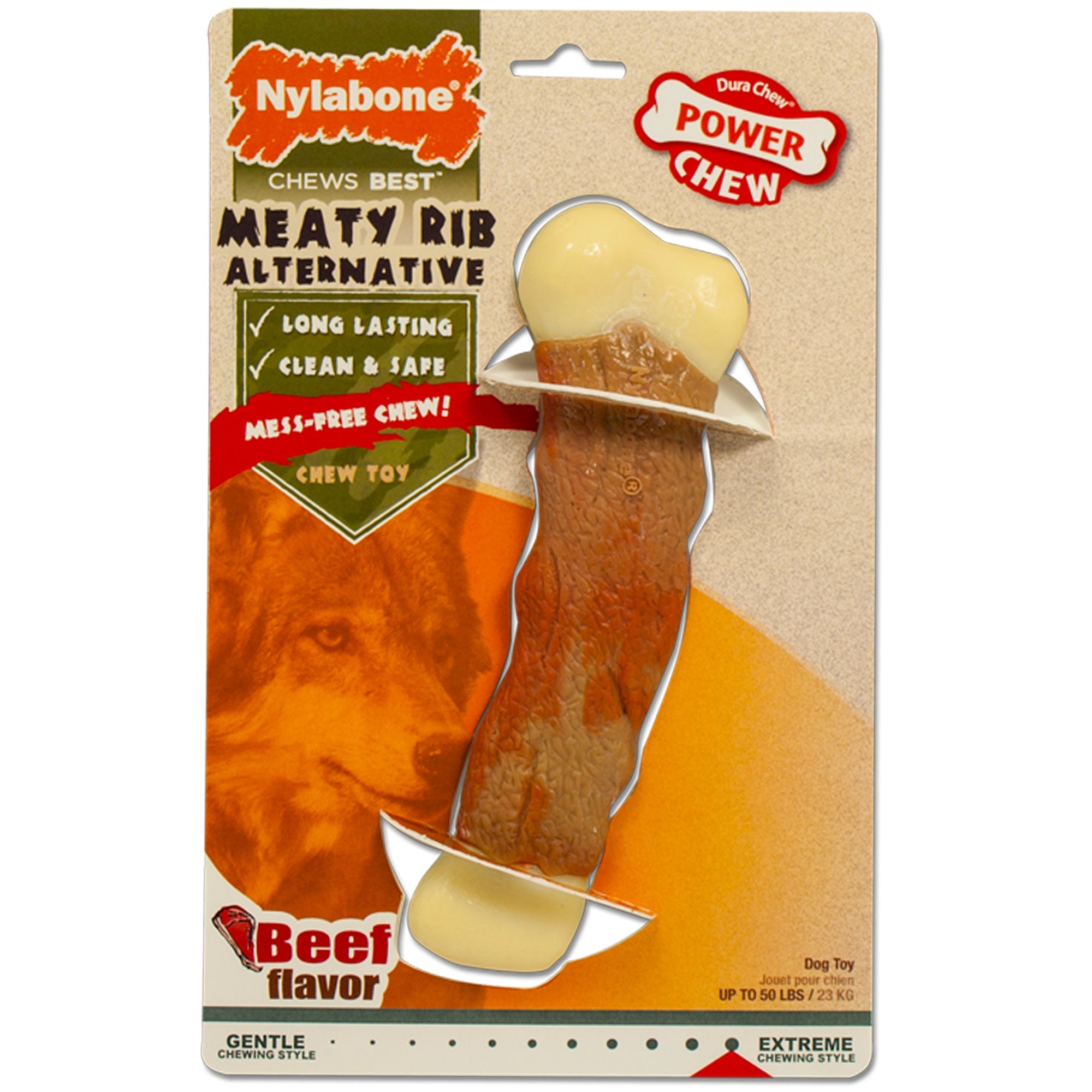 Nylabone Power Chew Marrow Bone Alternative Dog Chew Toy Beef, 1ea/Large/Giant  Up To 50 Lbs. 1 ct