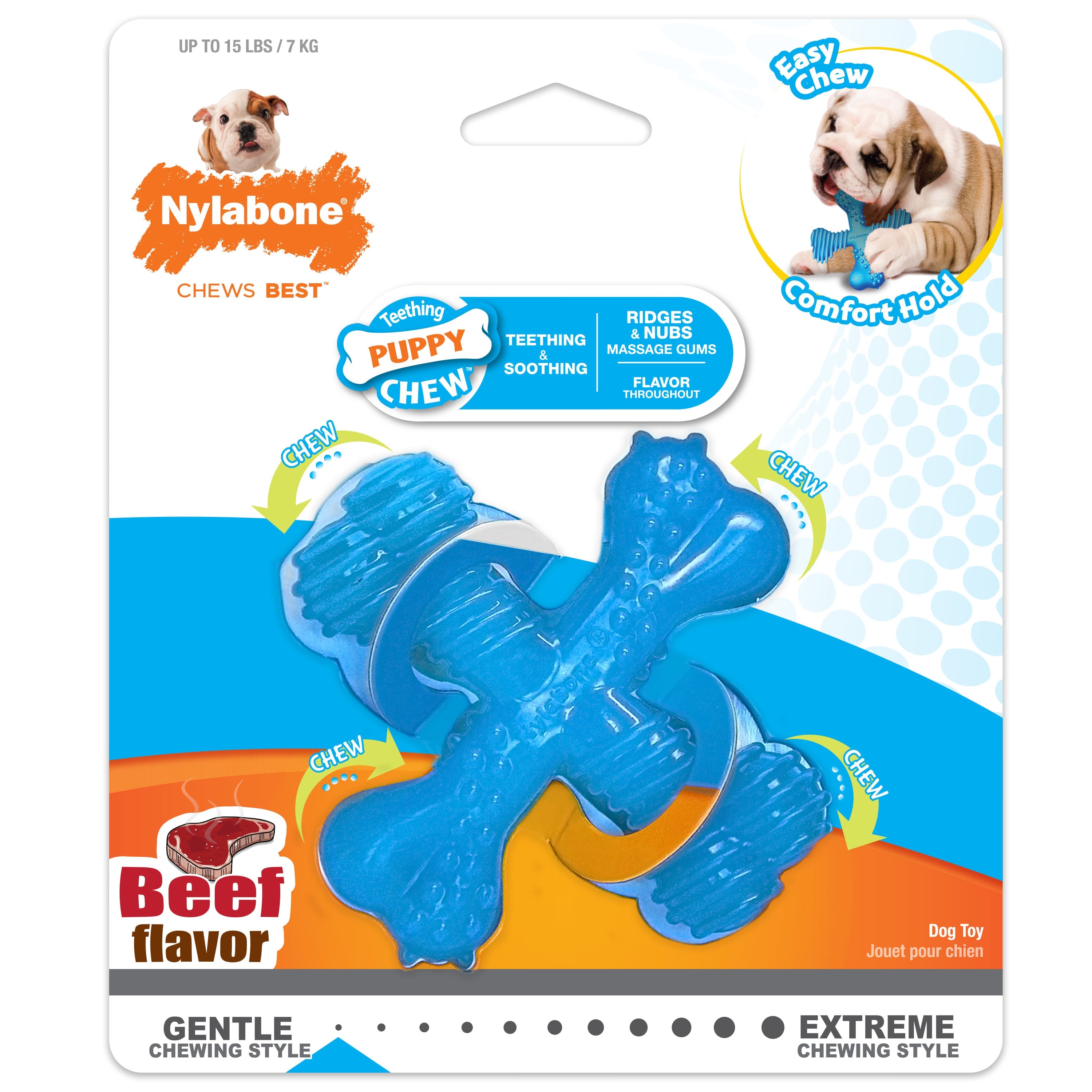 Nylabone Puppy Chew Comfort Hold X Bone Dog Toy Beef, 1ea/XS/Petite  Up To 15 Lbs. 1 ct