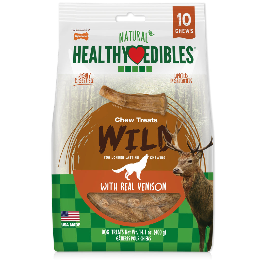 Nylabone Healthy Edibles WILD AllNatural Long Lasting Antler Chew Treats Venison, 1ea/Large/Giant  Up To 50 Lbs. 10 ct