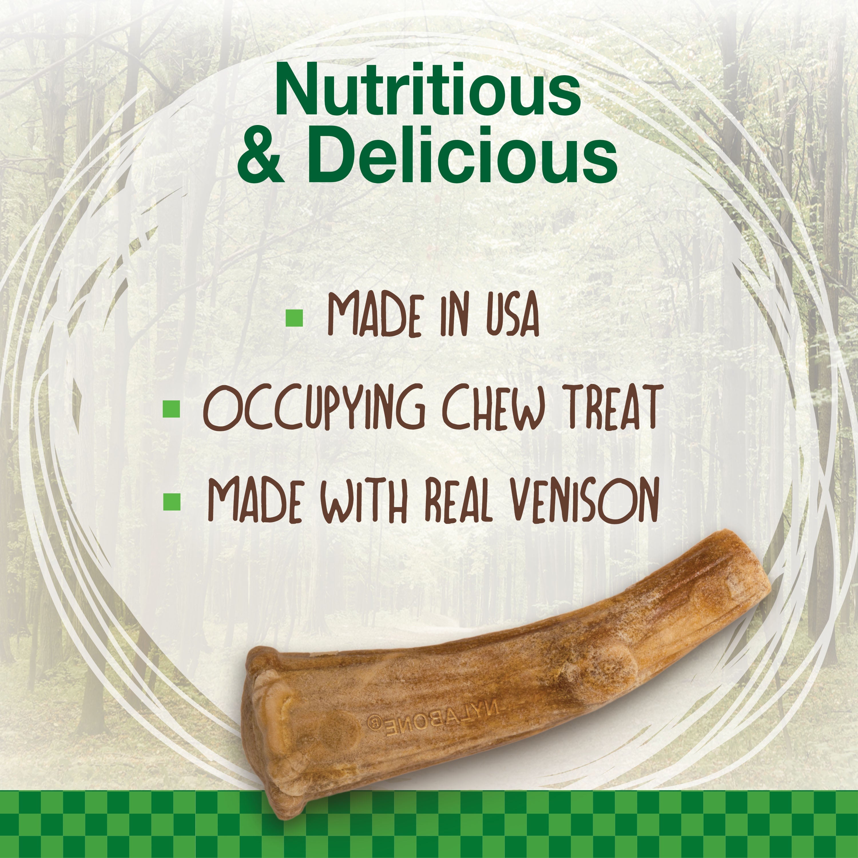Nylabone Healthy Edibles WILD AllNatural Long Lasting Antler Chew Treats Venison, 1ea/Large/Giant  Up To 50 Lbs. 10 ct