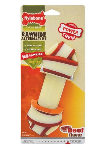 Nylabone Dura Chew Power Chew Rawhide Bone Alternative Dog Chew Toy Beef Wolf