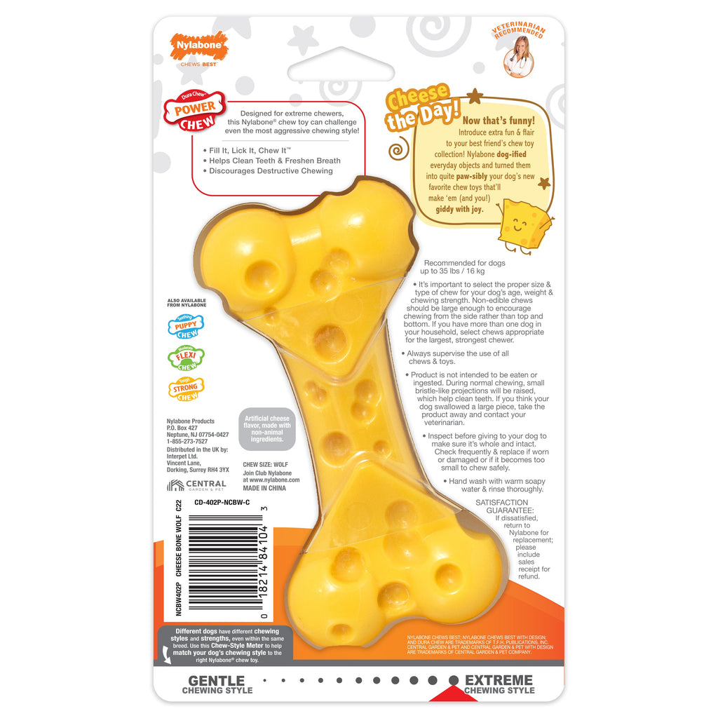 Nylabone Power Chew Cheese Dog Toy Cheese, 1ea/Medium/Wolf  Up To 35 Lbs. 1 ct