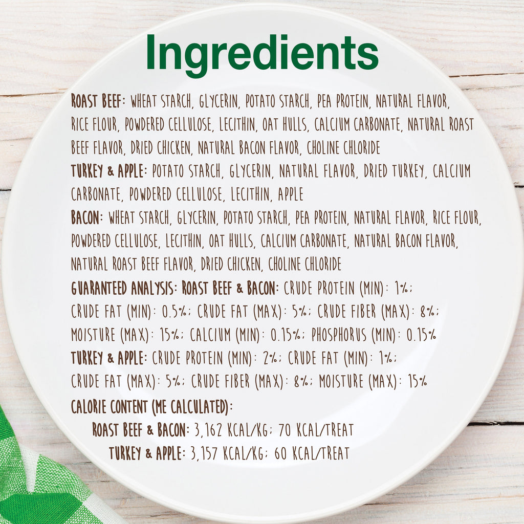 Nylabone Healthy Edibles AllNatural Long Lasting Puppy Chew Treats Roast Beef, Turkey, Apple, Bacon, 1ea/XS/Petite  Up To 15 Lbs. 3 ct