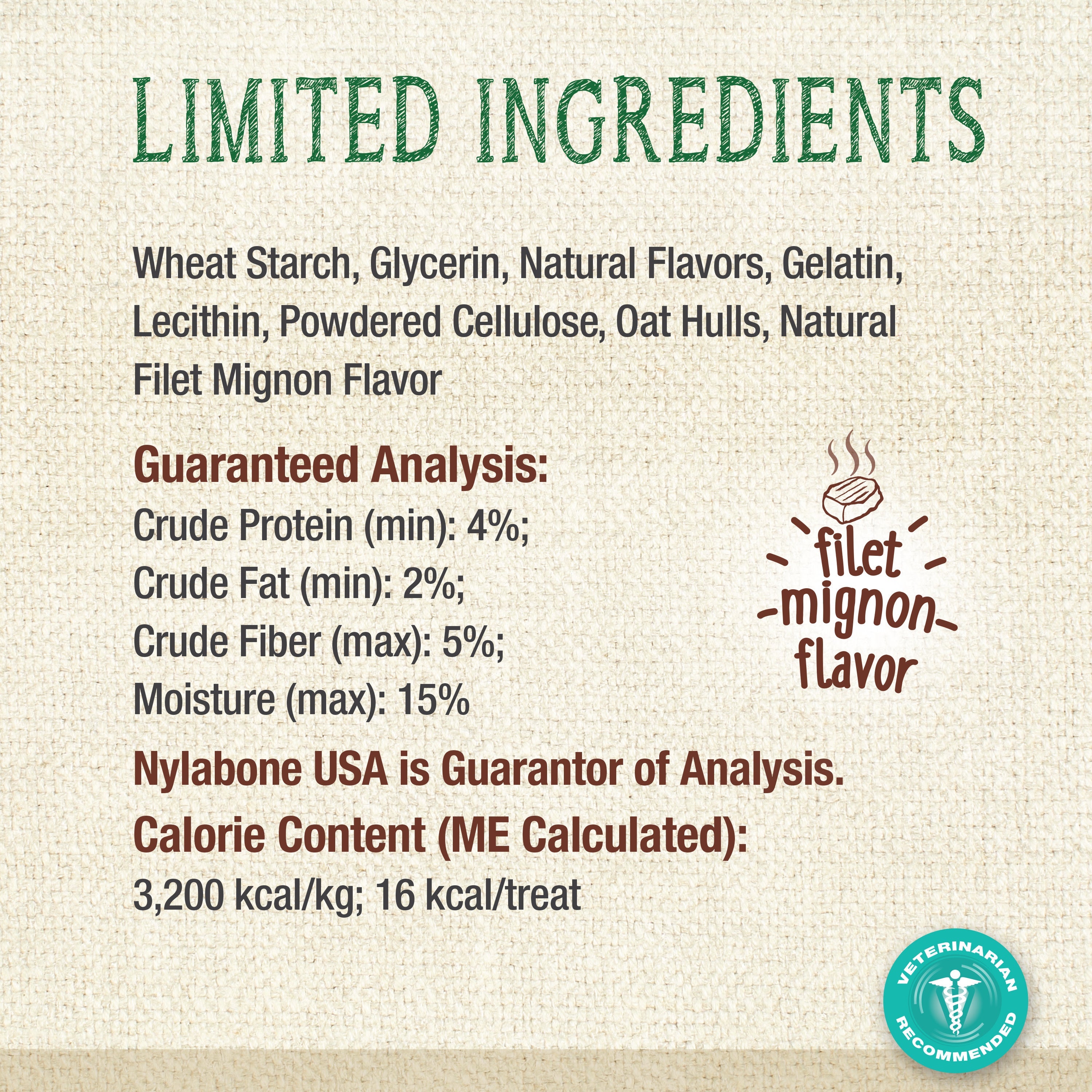 Nylabone Nutri Dent Filet Mignon Dog Dental Chews Filet Mignon 1ea/Mini - 5 Lbs. To 10 lb