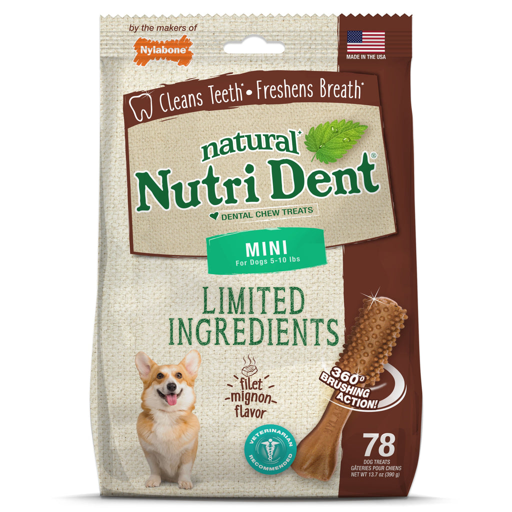 Nylabone Nutri Dent Filet Mignon Dog Dental Chews Filet Mignon, 1ea/Mini  5 Lbs. To 10 Lbs. 78 ct