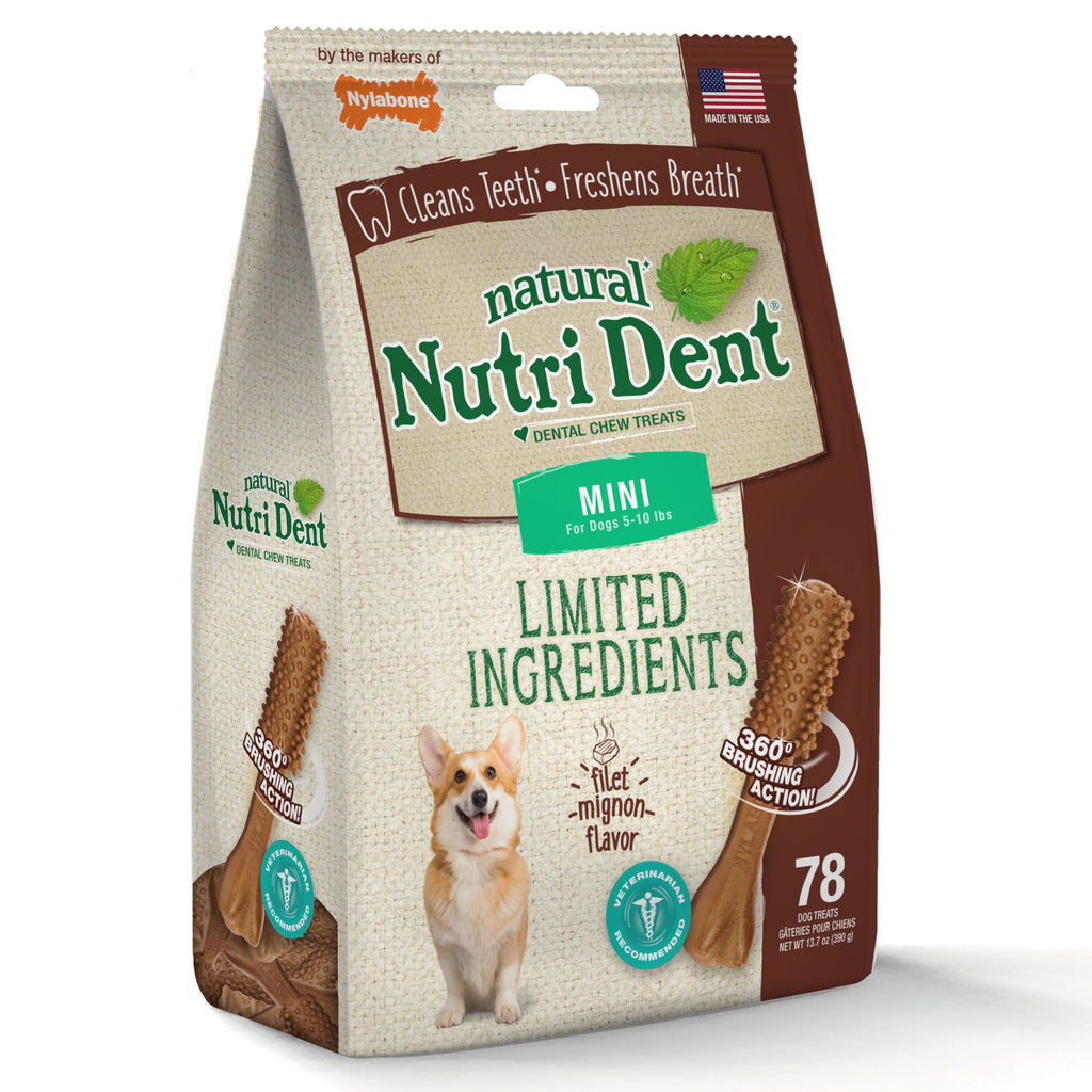 Nylabone Nutri Dent Filet Mignon Dog Dental Chews Filet Mignon, 1ea/Mini  5 Lbs. To 10 Lbs. 78 ct