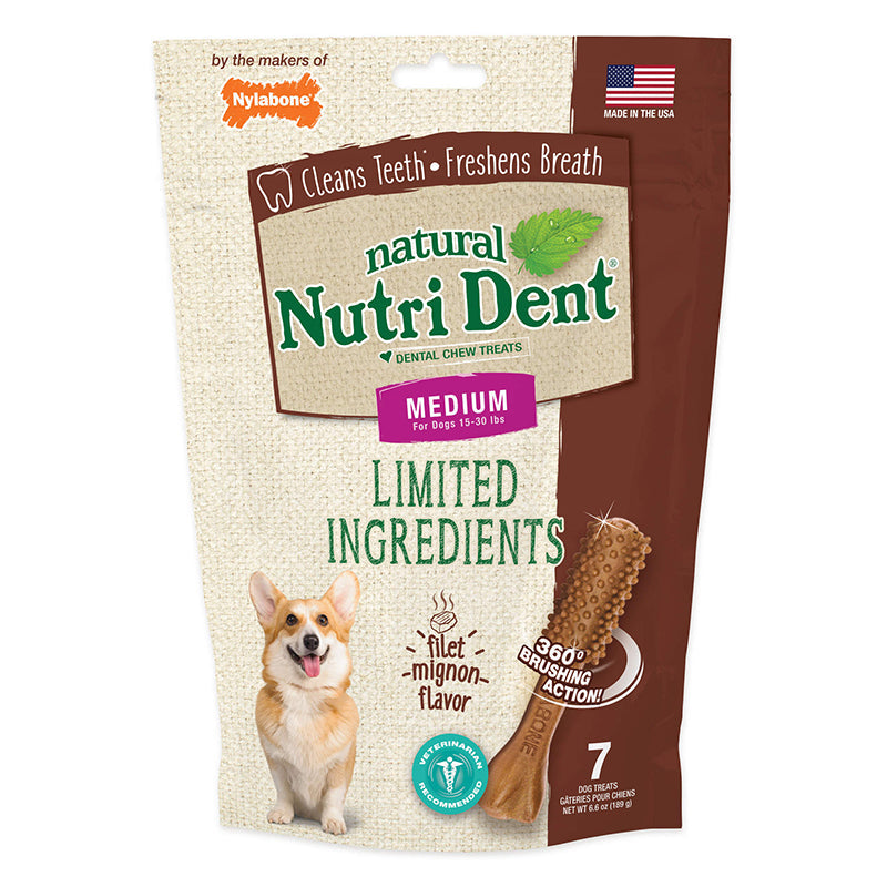 Nylabone Nutri Dent Filet Mignon Dog Dental Chews Filet Mignon 1ea/Medium - 15 Lbs. To 30 lb
