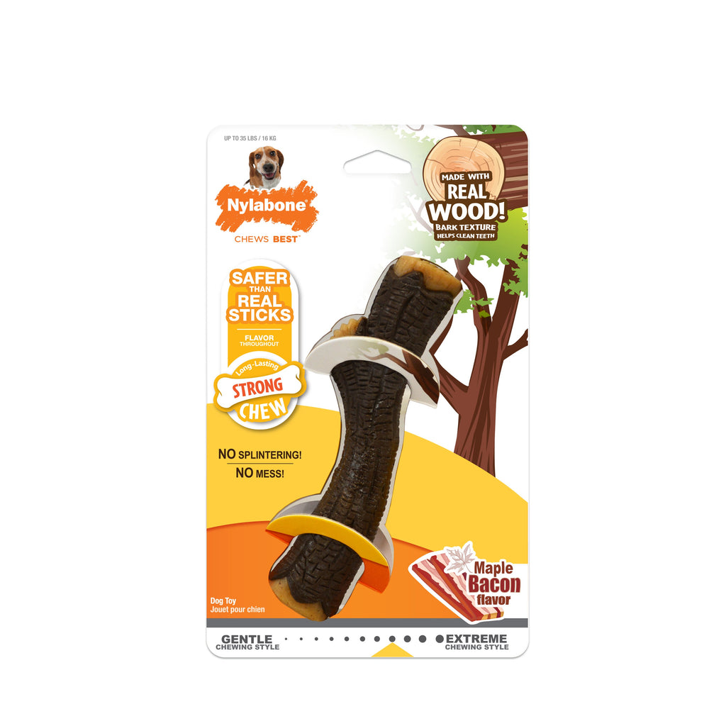 Nylabone Strong Chew Real Wood Dog Stick Toy 1ea/Medium/Wolf  Up To 35 Lbs. 1 ct
