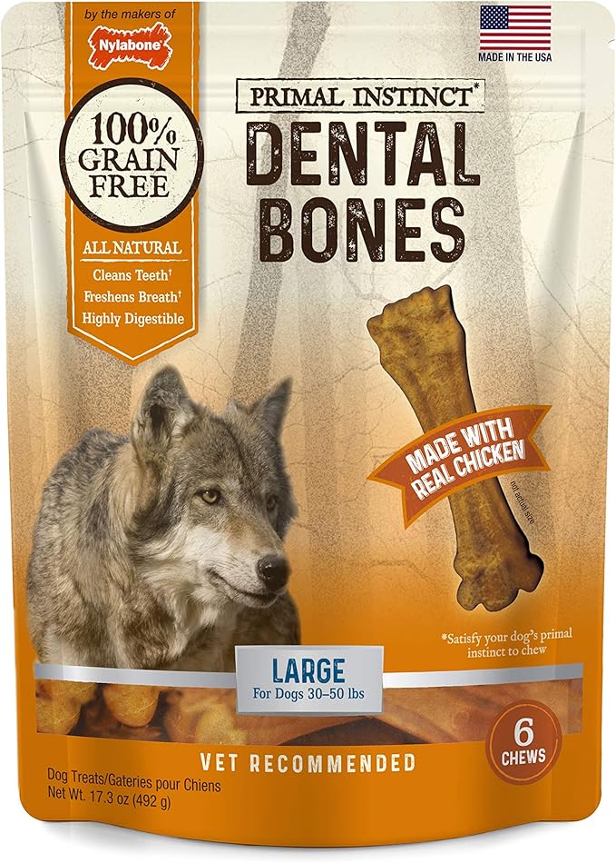 Nylabone Primal Instinct Dental Chicken Large 6ct