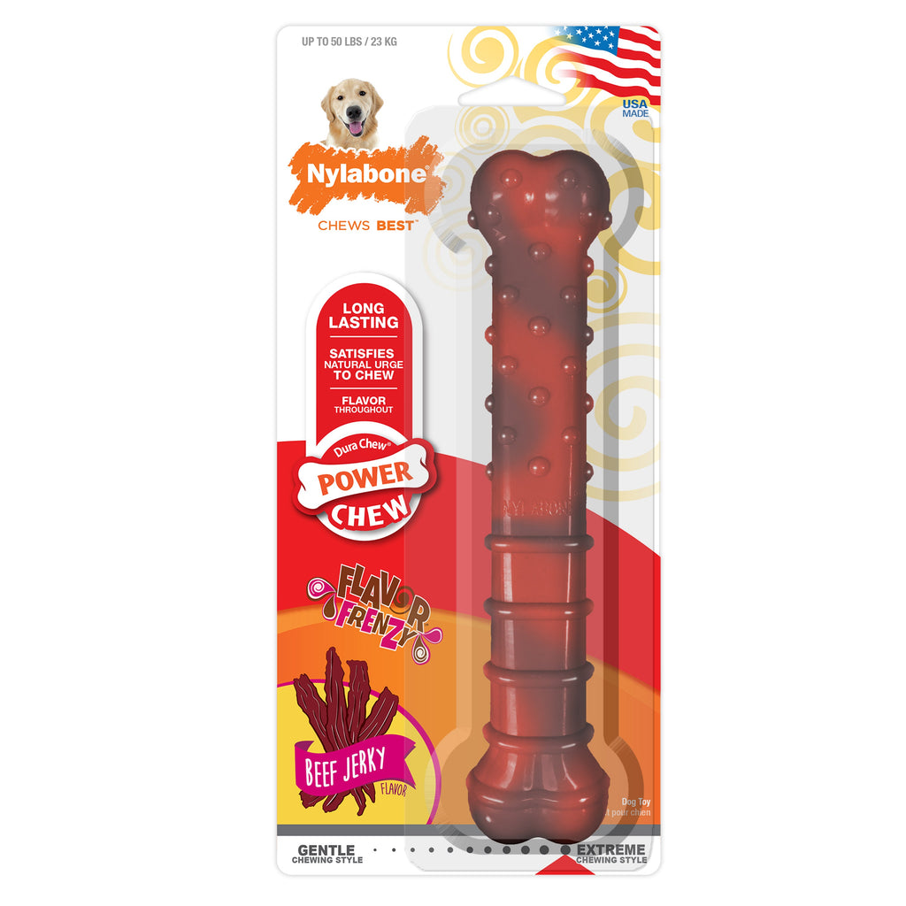 Nylabone Flavor Frenzy Power Chew Durable Dog Chew Toy Beef Jerky, 1ea/Large/Giant  Up To 50 Lbs. 1 ct