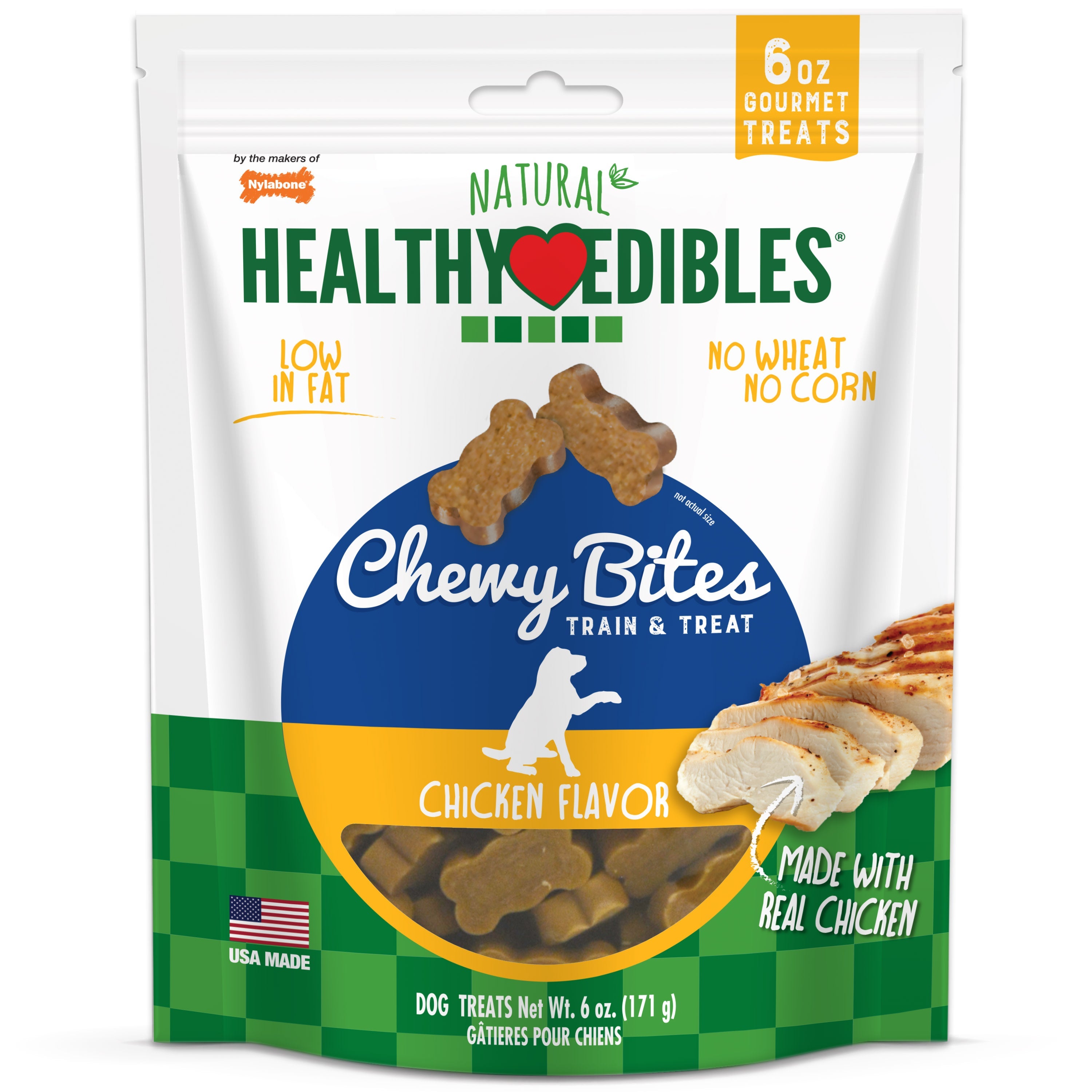 Nylabone Healthy Edibles Chewy Bites Soft Dog Treats Chicken, 6 oz 1 ct
