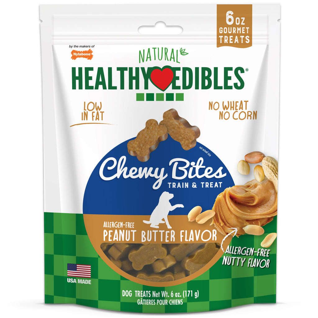 Nylabone Healthy Edibles Chewy Bites Soft Dog Treats Peanut Butter, 6 oz 1 ct